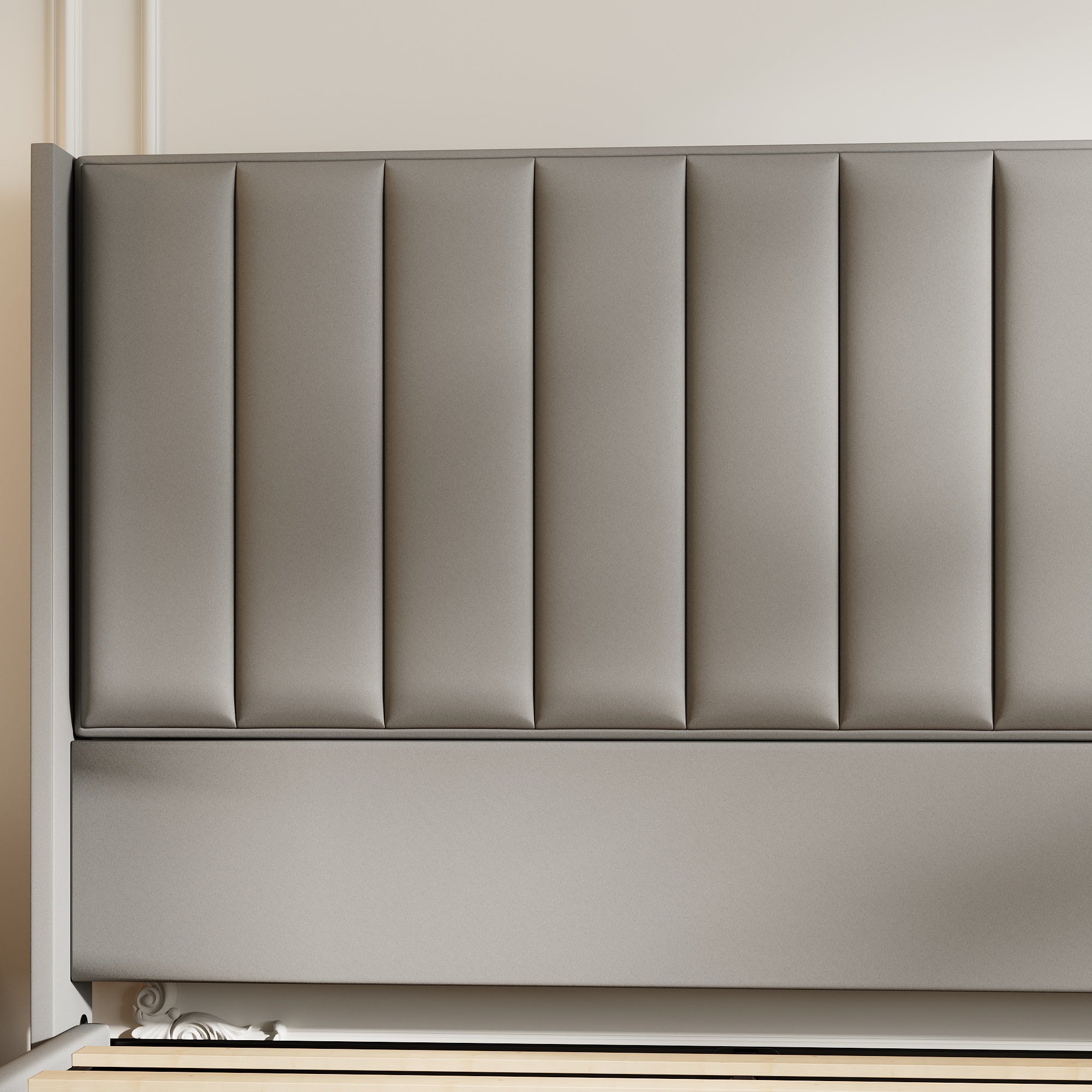 King Size Upholstered Bed With Sturdy Frame