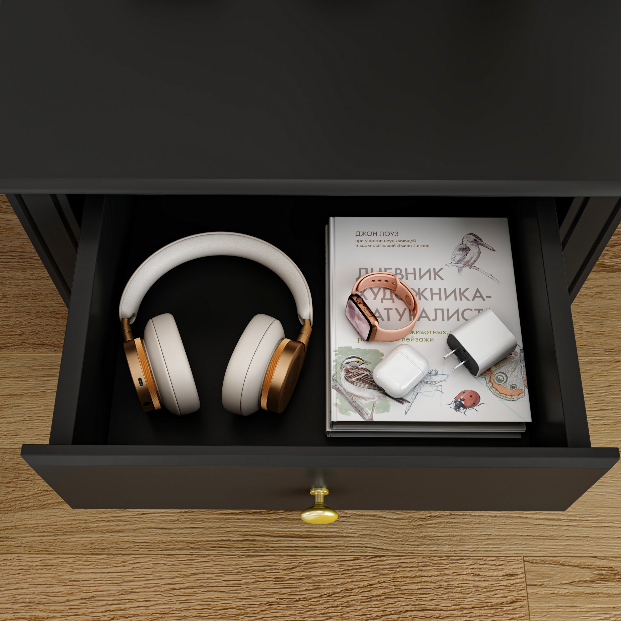 End Table Side Table Bedroom Night Stand Bedside Embossed Table with 2 Drawers & Open Shelf