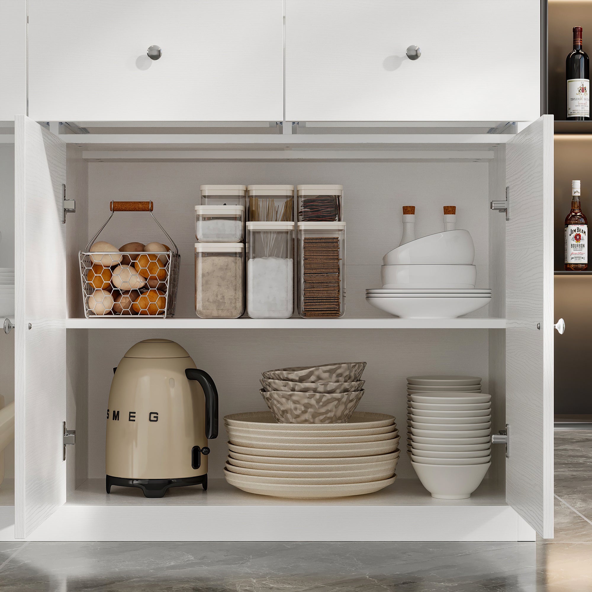 Kitchen Island With Tempered Glass Door