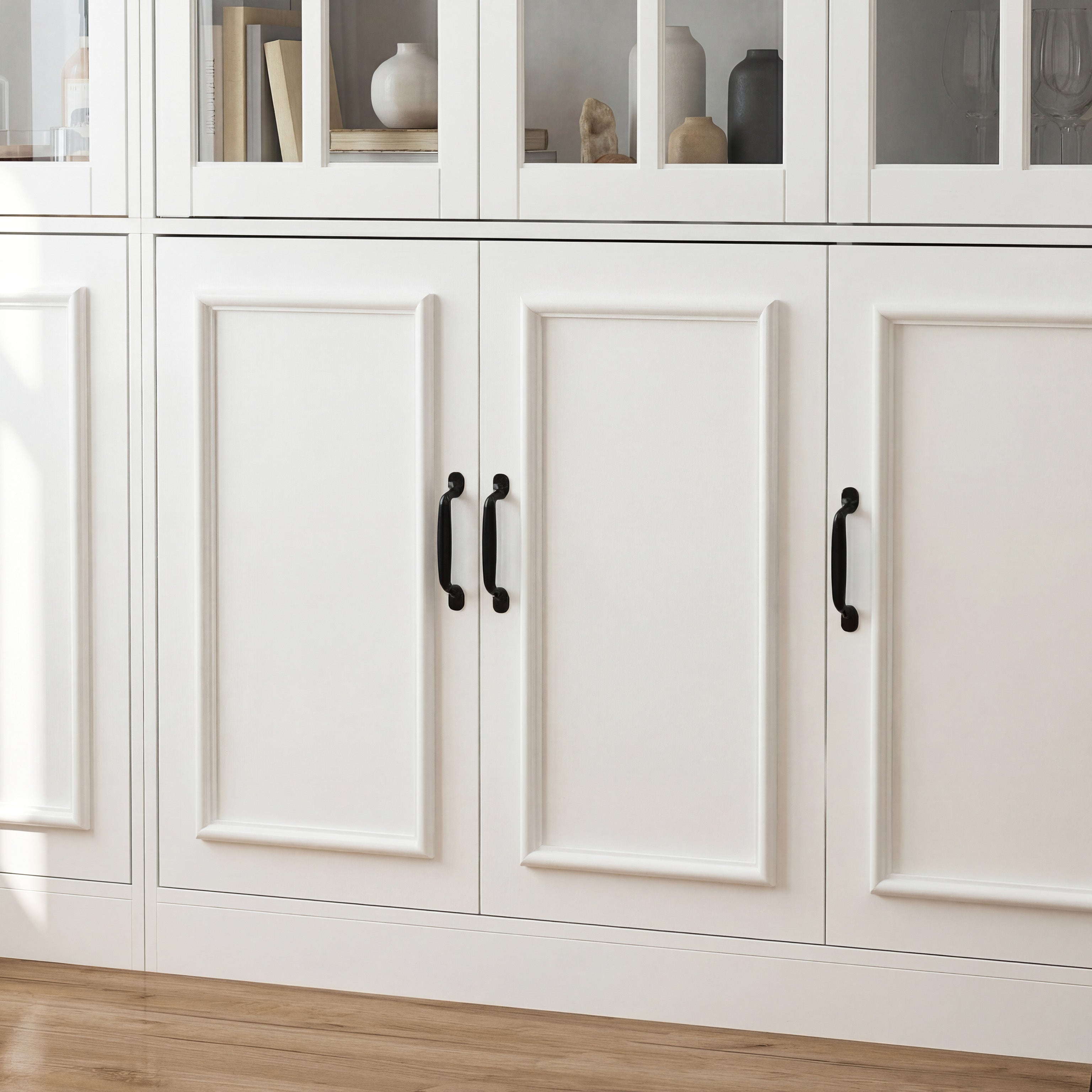 78.7 inch Modern White Storage Cabinet with 10 Doors and 15 Adjustable Shelves