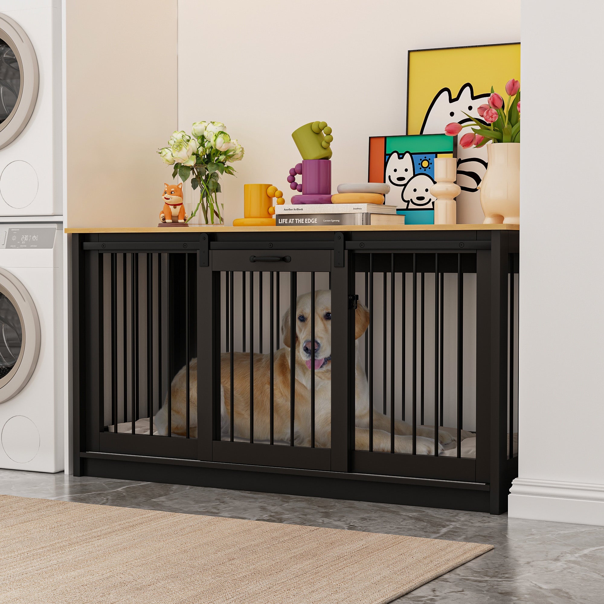 Barn Door Dog Crate with Lock