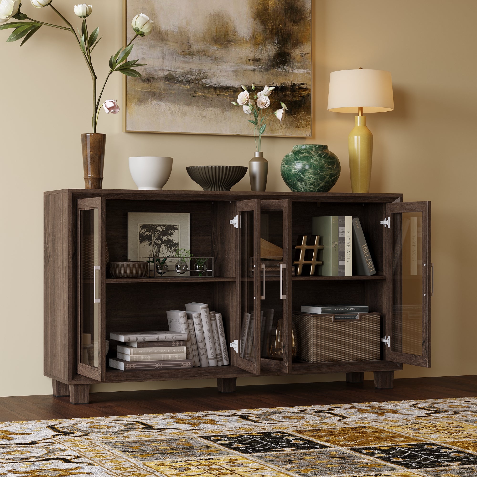 Accent Cabinet With Tempered Glass Door