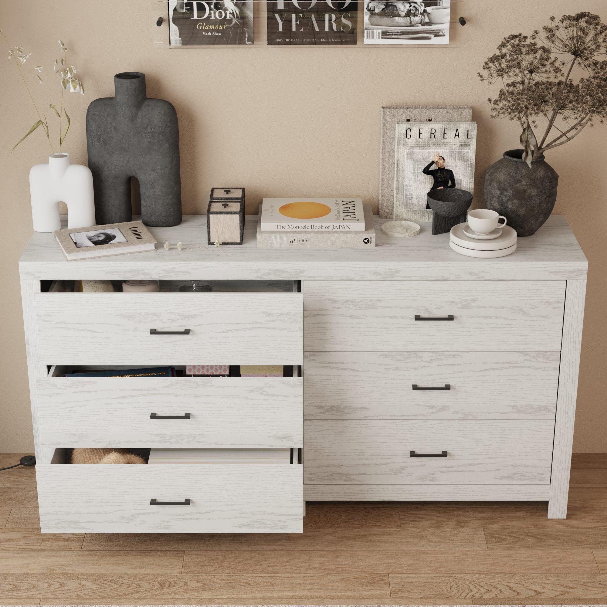 6-Drawer Dresser With Rustic Style