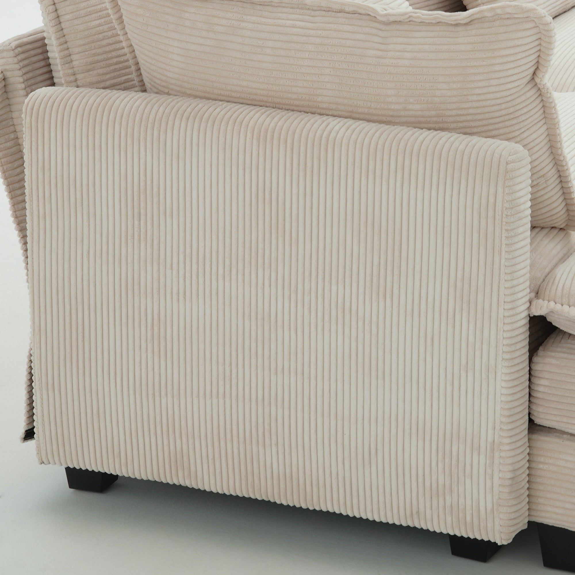 112" L-Shaped Modular Sectional Sofa with Ottoman, Corduroy Cloud Couches with Memory Foam and Pillows Sets, Upholstered 3-Seater Sofa for Living Room