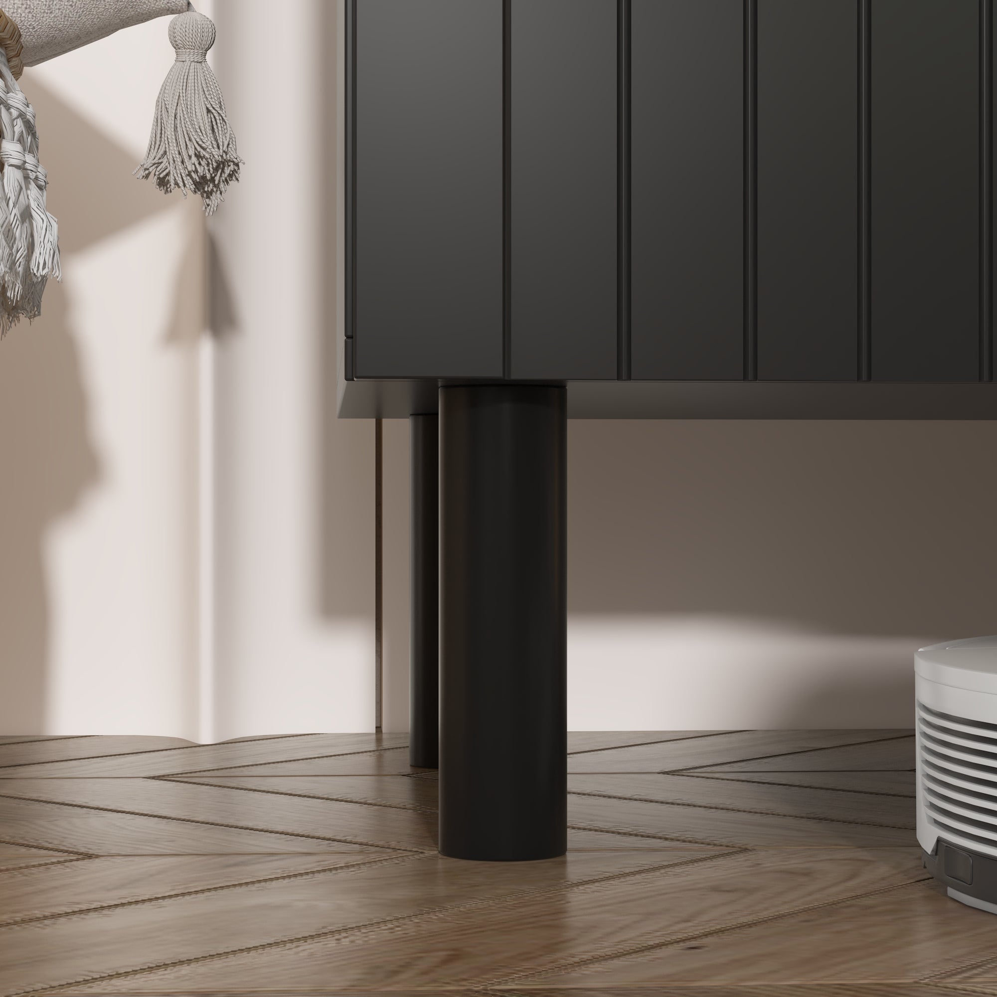 Sideboard Buffet Table Console Table in White Finish 4 U-Shaped Doors