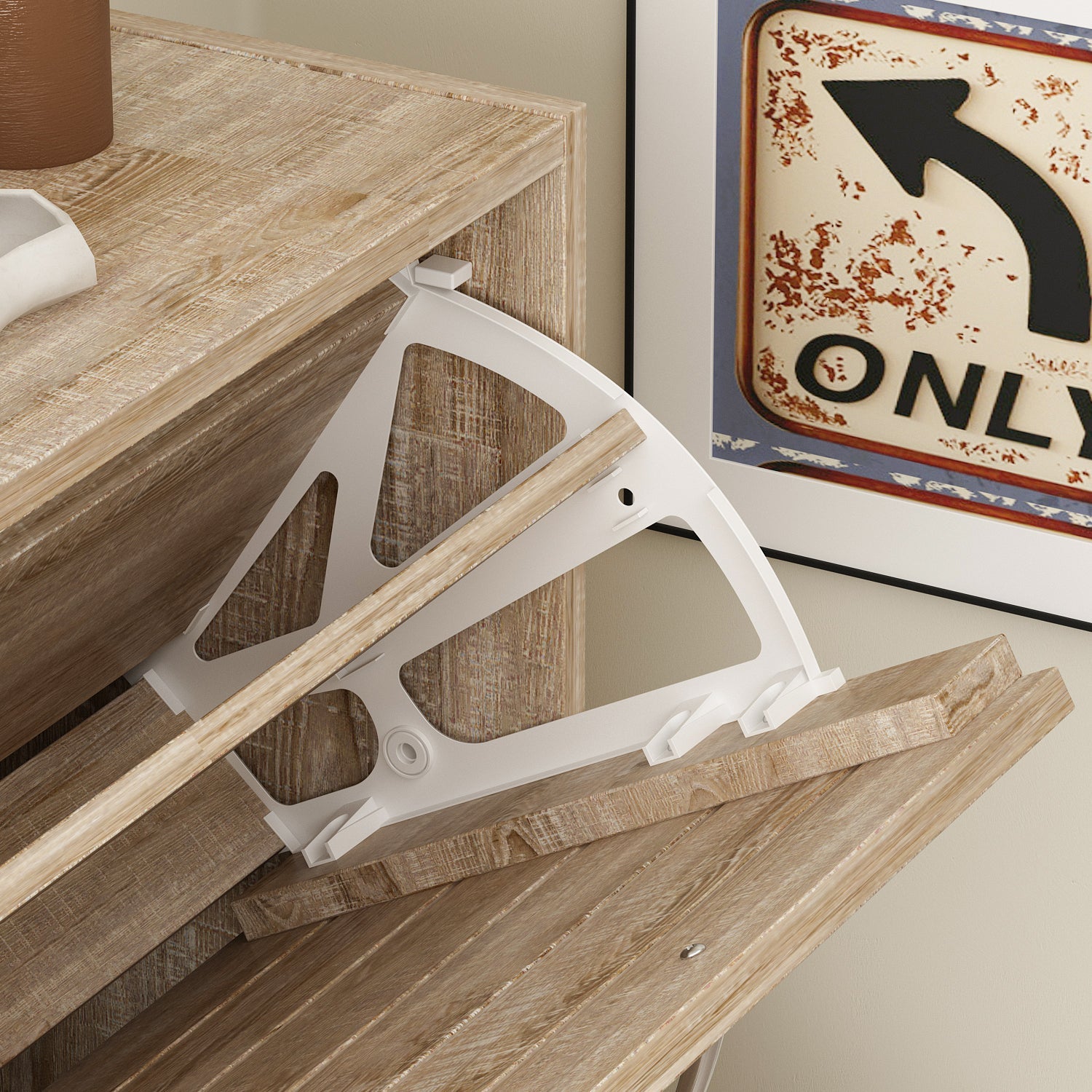 Farmhouse Shoe Cabinet 3 Flip Doors Shoe Organizer for Hallway Entryway