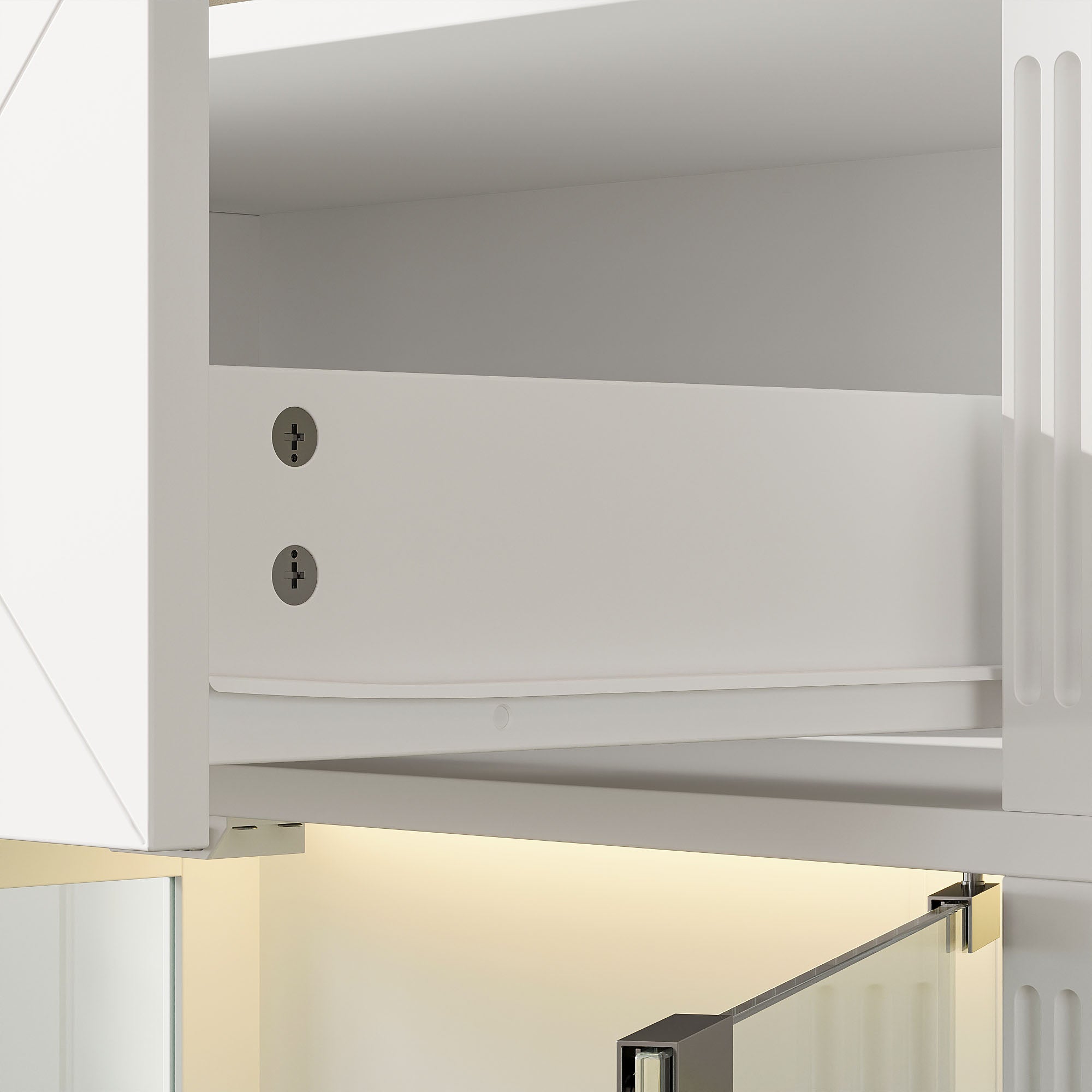 Elegant Bathroom Cabinet With Glass Doors & Smart LED Light