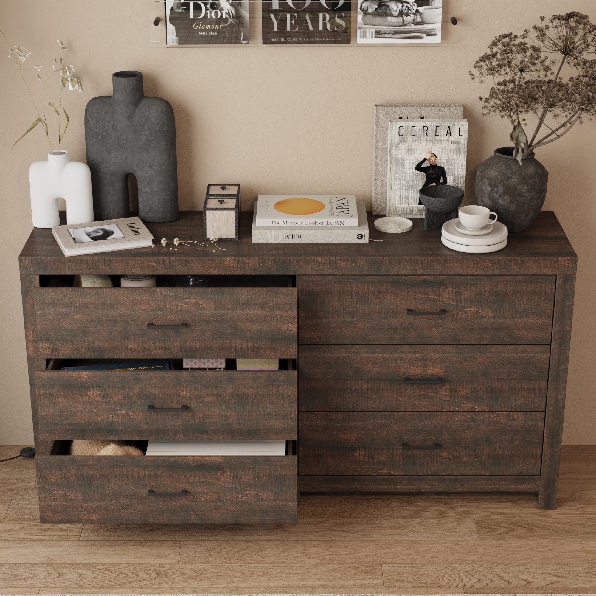 6-Drawer Dresser With Rustic Style