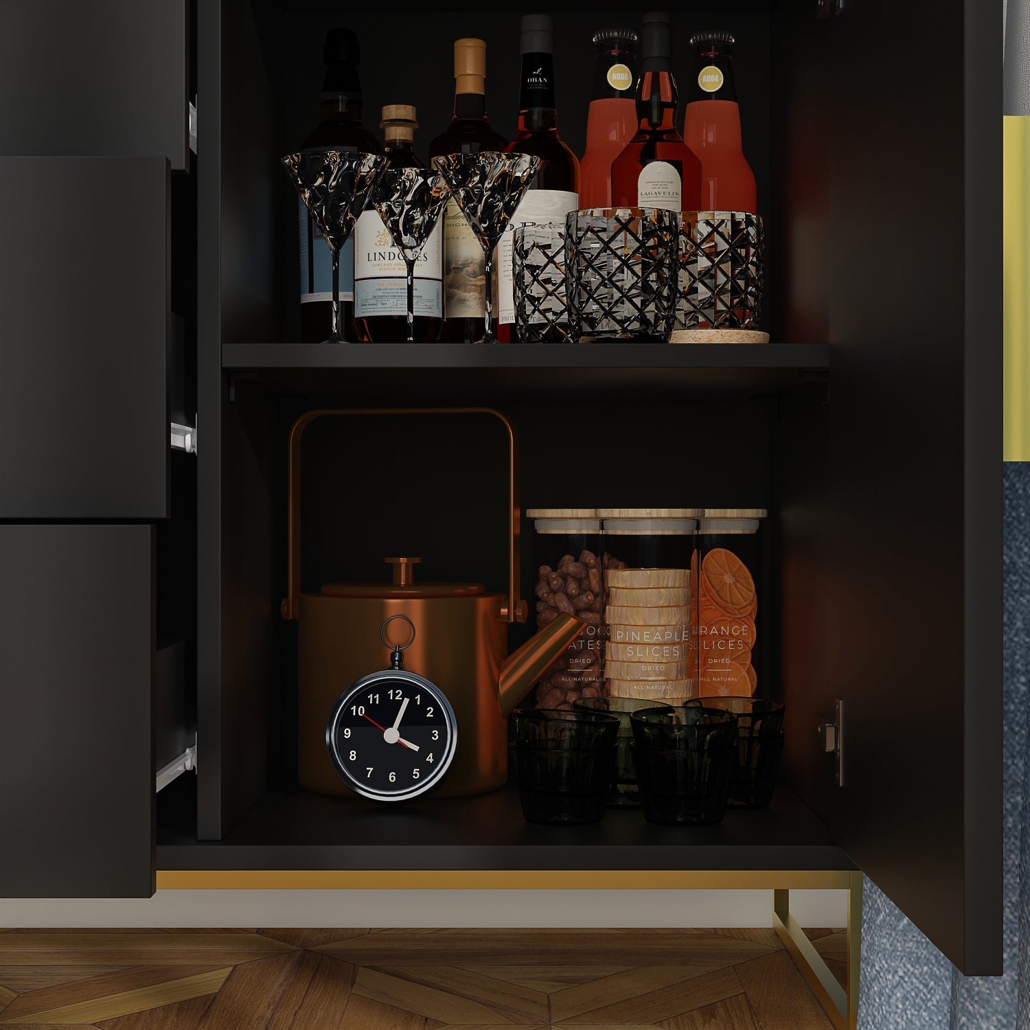 Buffet Sideboard with 3 Drawers & 2 Doors Storage Cabinet Sideboard Credenza Metal Legs for Dining Room and Living Room