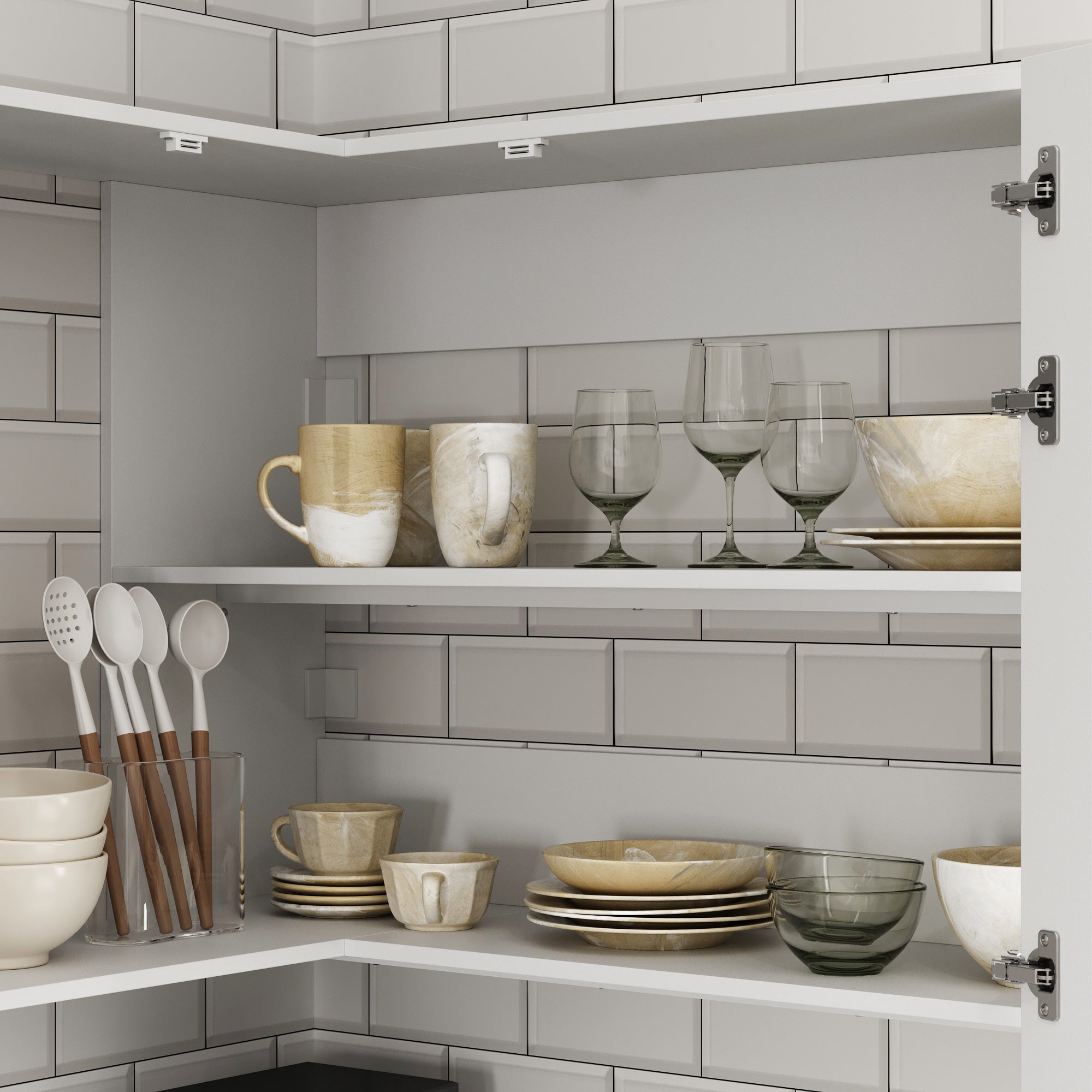 40 inch Modern White Kitchen Pantry Cabinet with Upper & Lower Cabinets