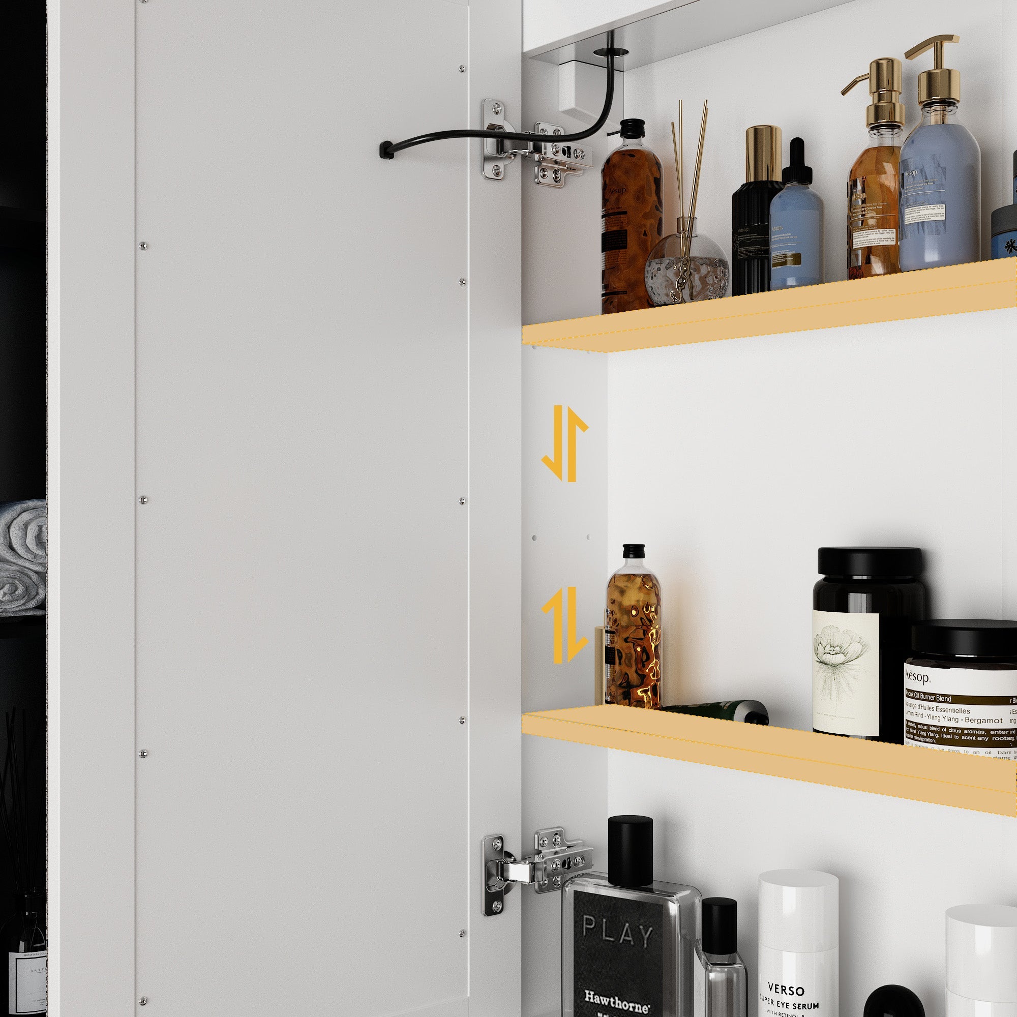 47.2'' W 35.4'' H Surface Frameless Medicine Cabinet with Mirror 6 Adjustable Shelves