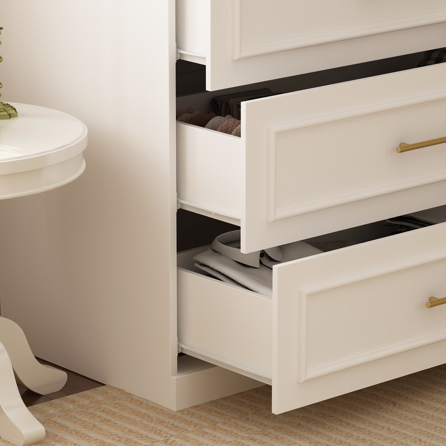 74.9'' H 6 Glass Door Armoire w/ Hanging Rod & 3 Drawers