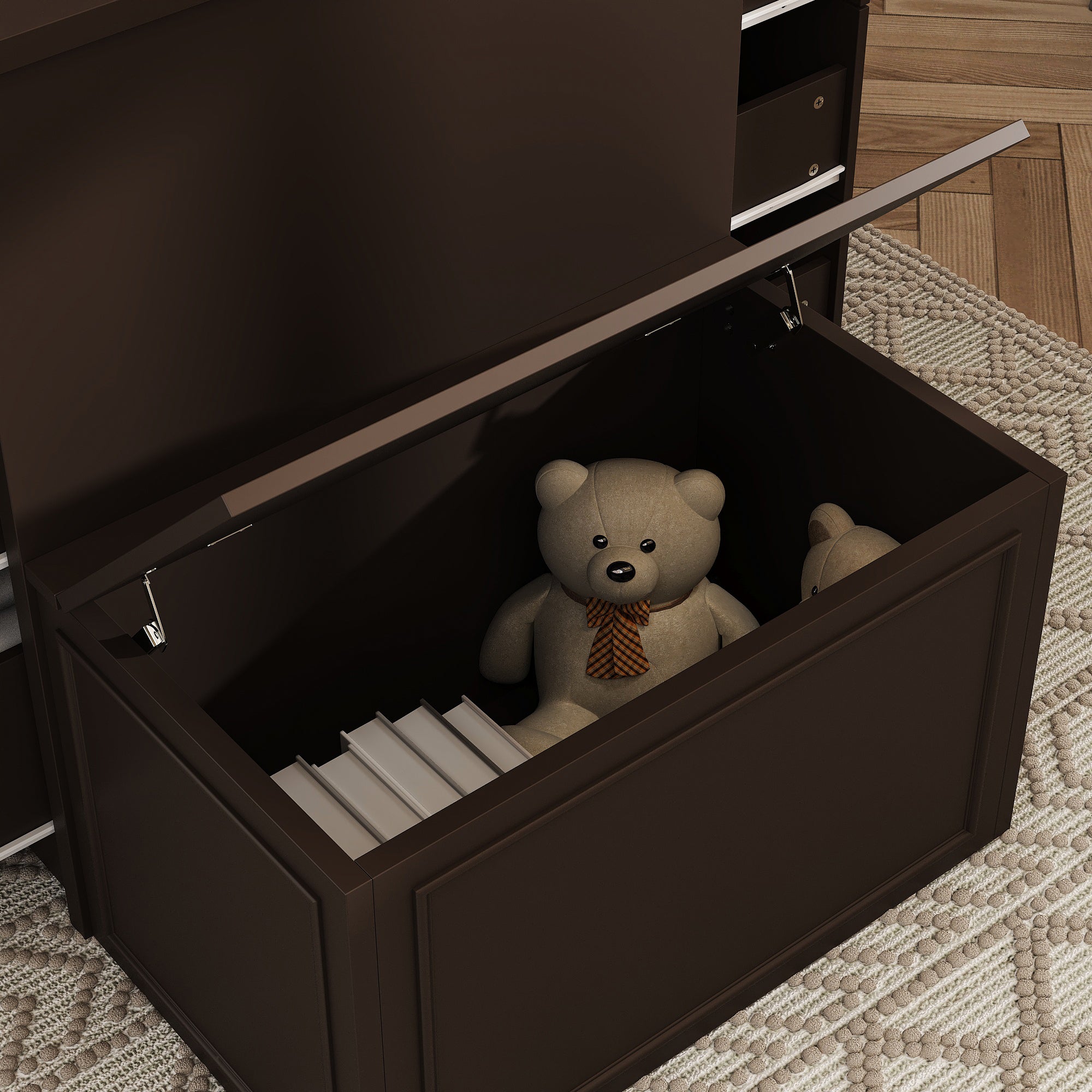 12-Drawer Closet Island With Built-In Shoe Bench