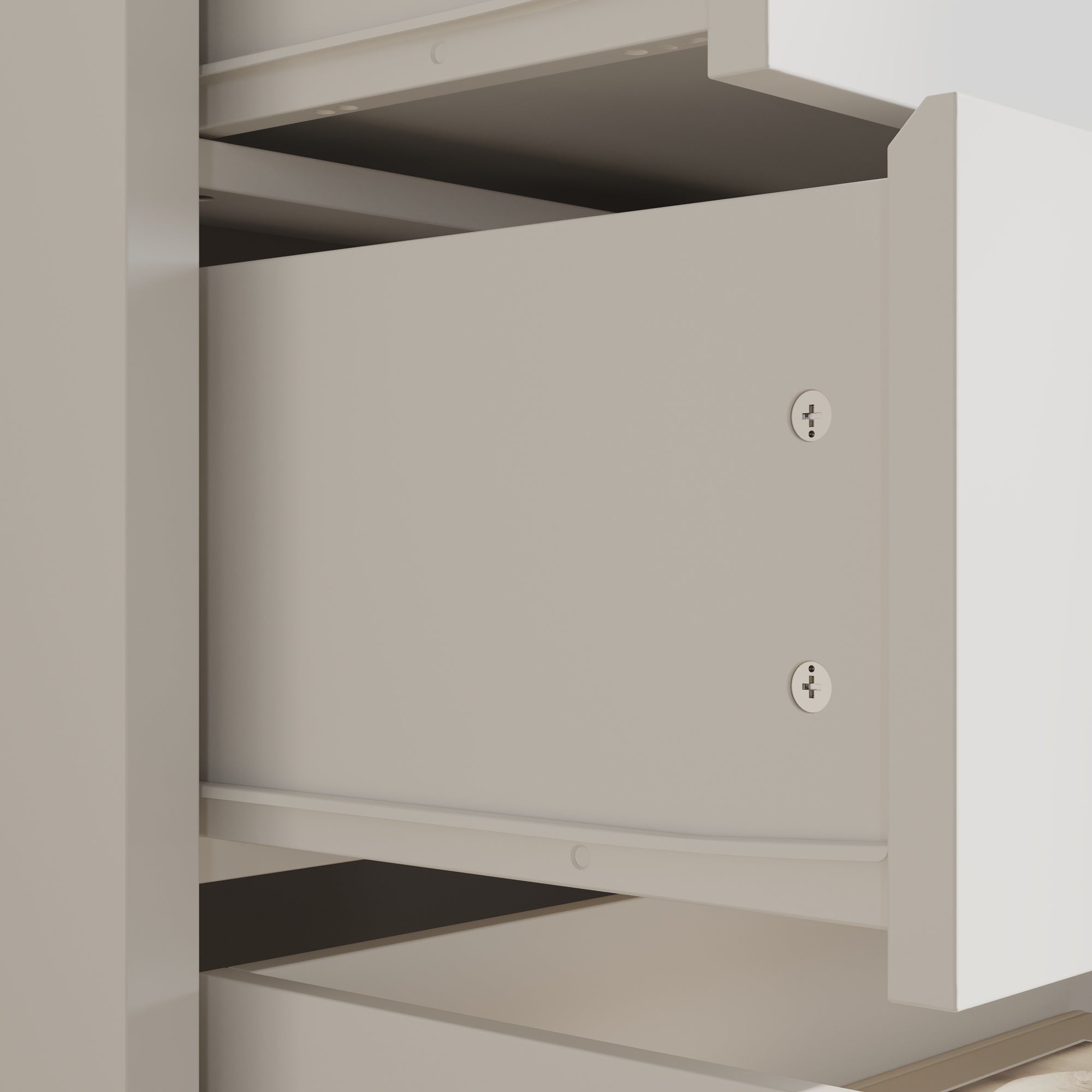 Elegant White Storage Cabinet With Adjustable Lighting