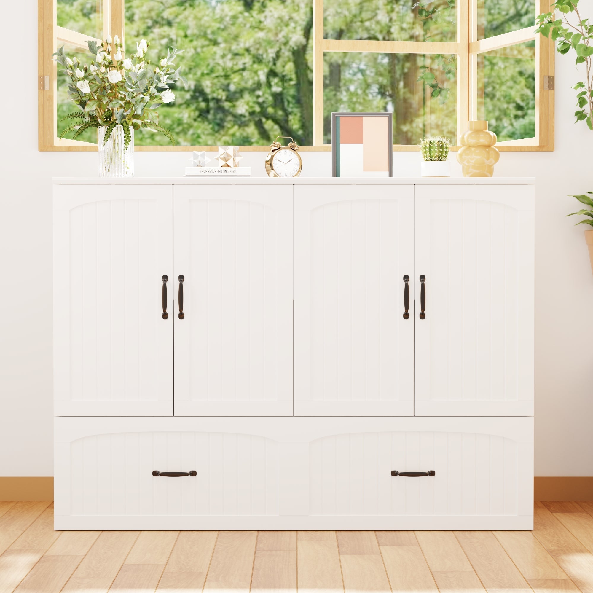 Fold Out Murphy Bed With Nightstands And White Finish