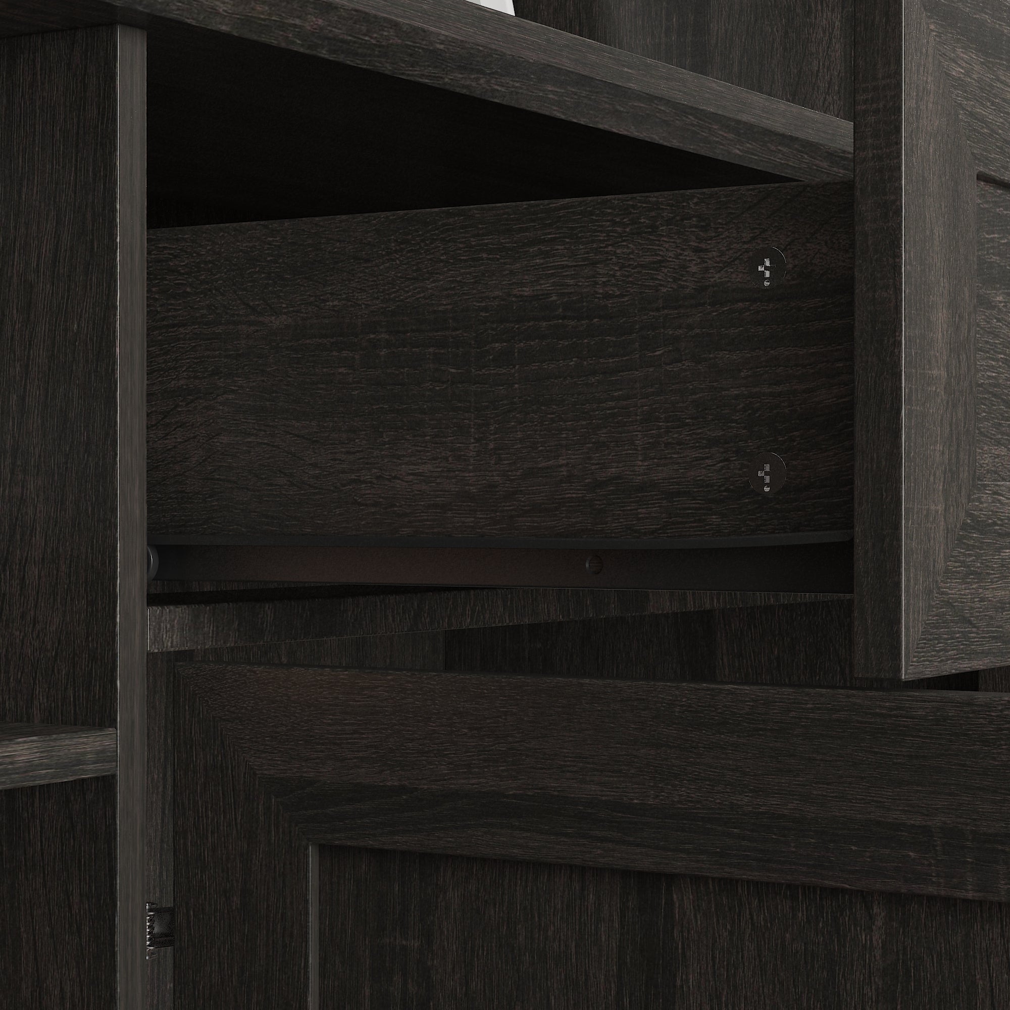 80'' H X 60.6'' W 6-Tier Bookcase With Glass Doors & Drawer