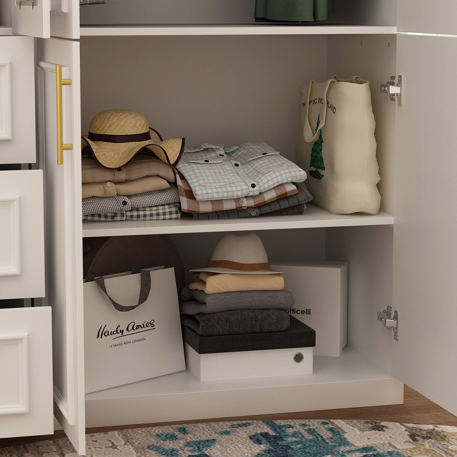 74.9" H x 63.3" W 6 Door Armoire with Drawers