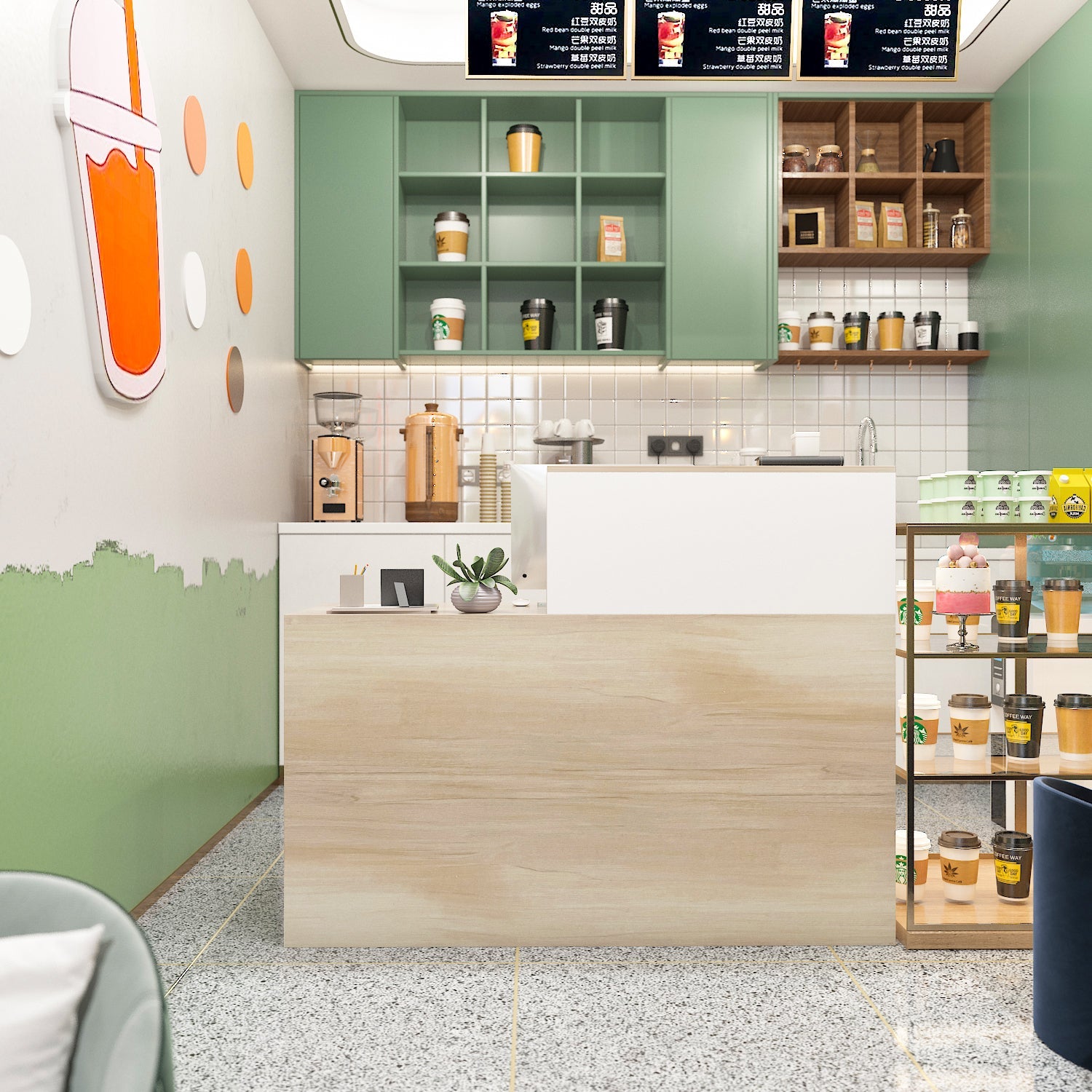 Reception Desk with Counter & Filing Cabinets for Checkout & Retail