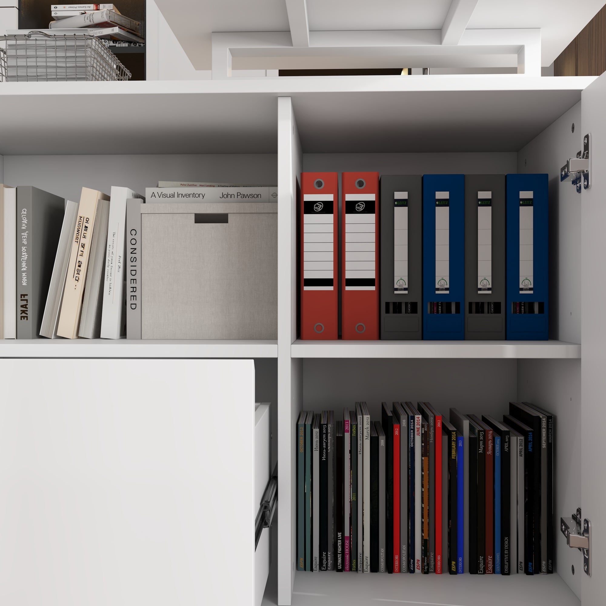 63" Modern White U-Shaped Standing Desk with 3 Memory Presets, Drawer and Open Storage