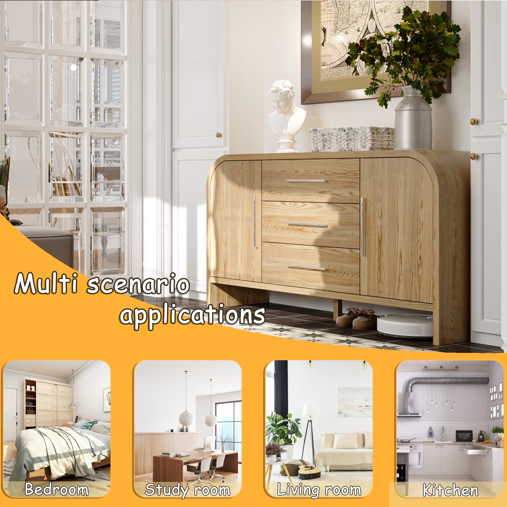 59" W Sideboard Cabinet Buffet Storage Cabinet