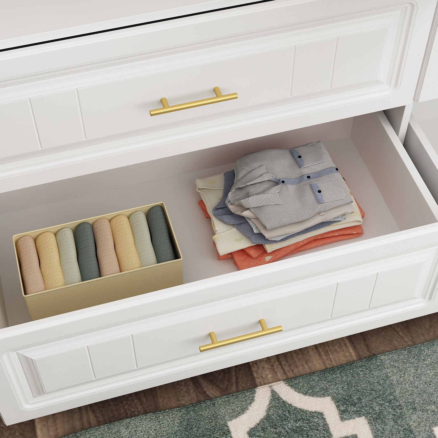 Family Cabinet Wardrobe Bedroom Armoire Home Closet 4 Doors and Drawers