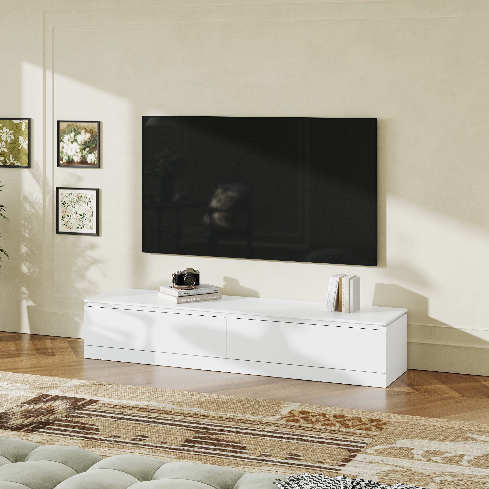 63'' W To 93.7'' W 2-Drawer Extendable TV Stand Media Center