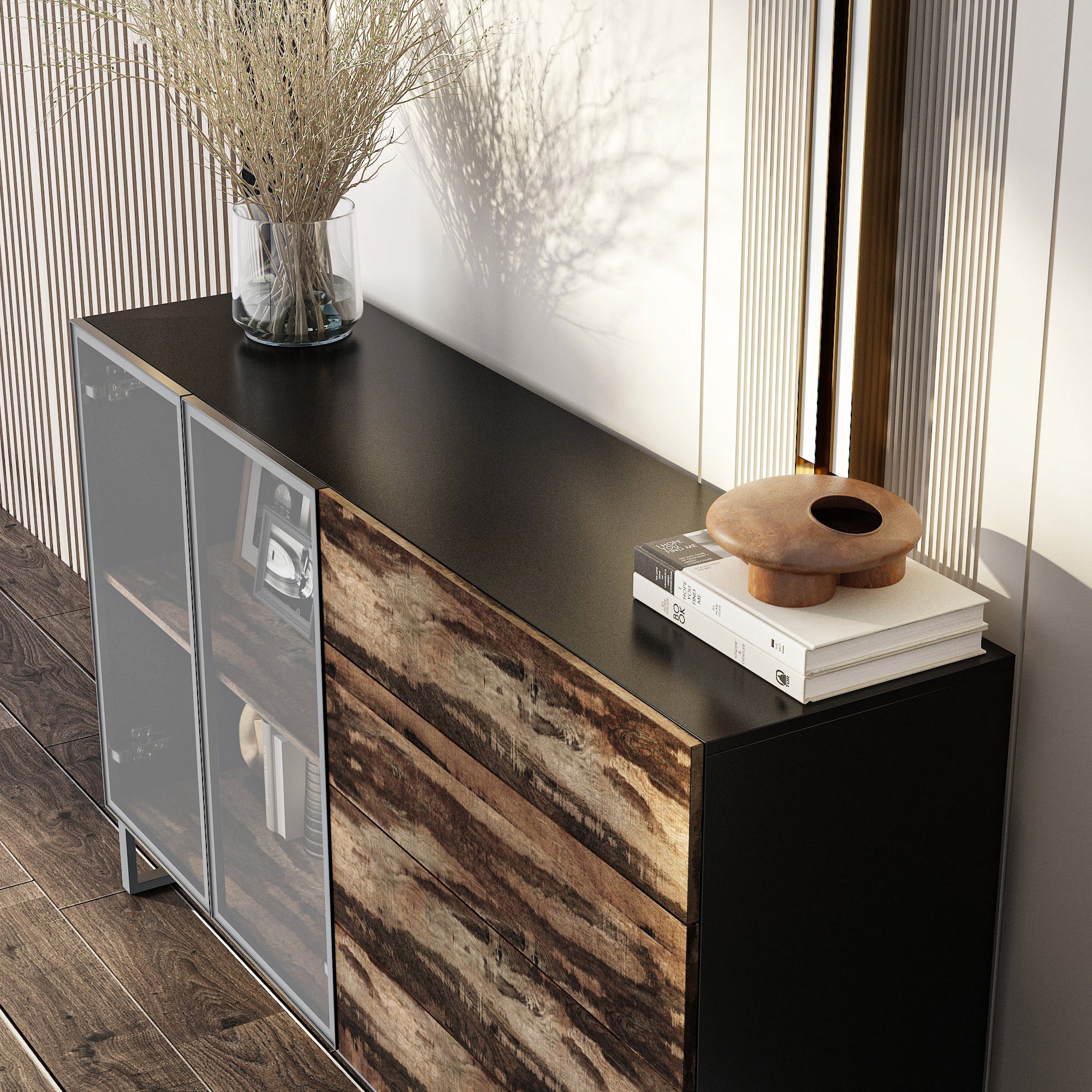 63" W Sideboard Cabinet Buffet Storage Cabinet