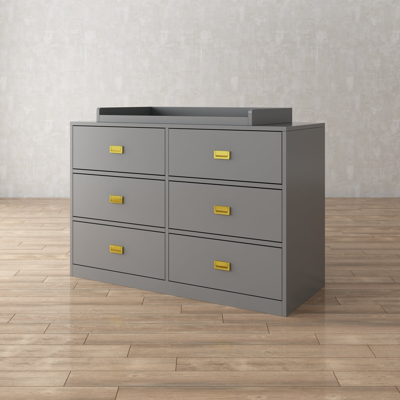 Changing Table Nursery Dresser Nontoxic Sideboard in White Finish with 6 Drawers