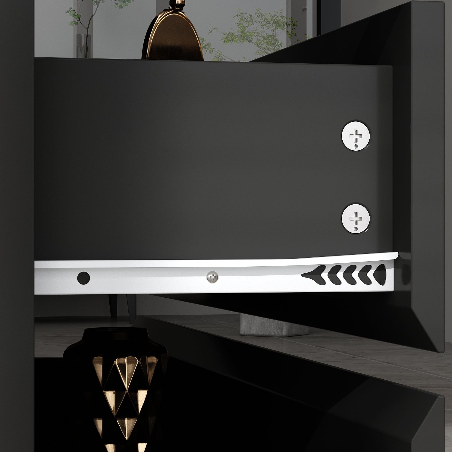 Display Cabinet With Adjustable Lights And Tempered Glass Door