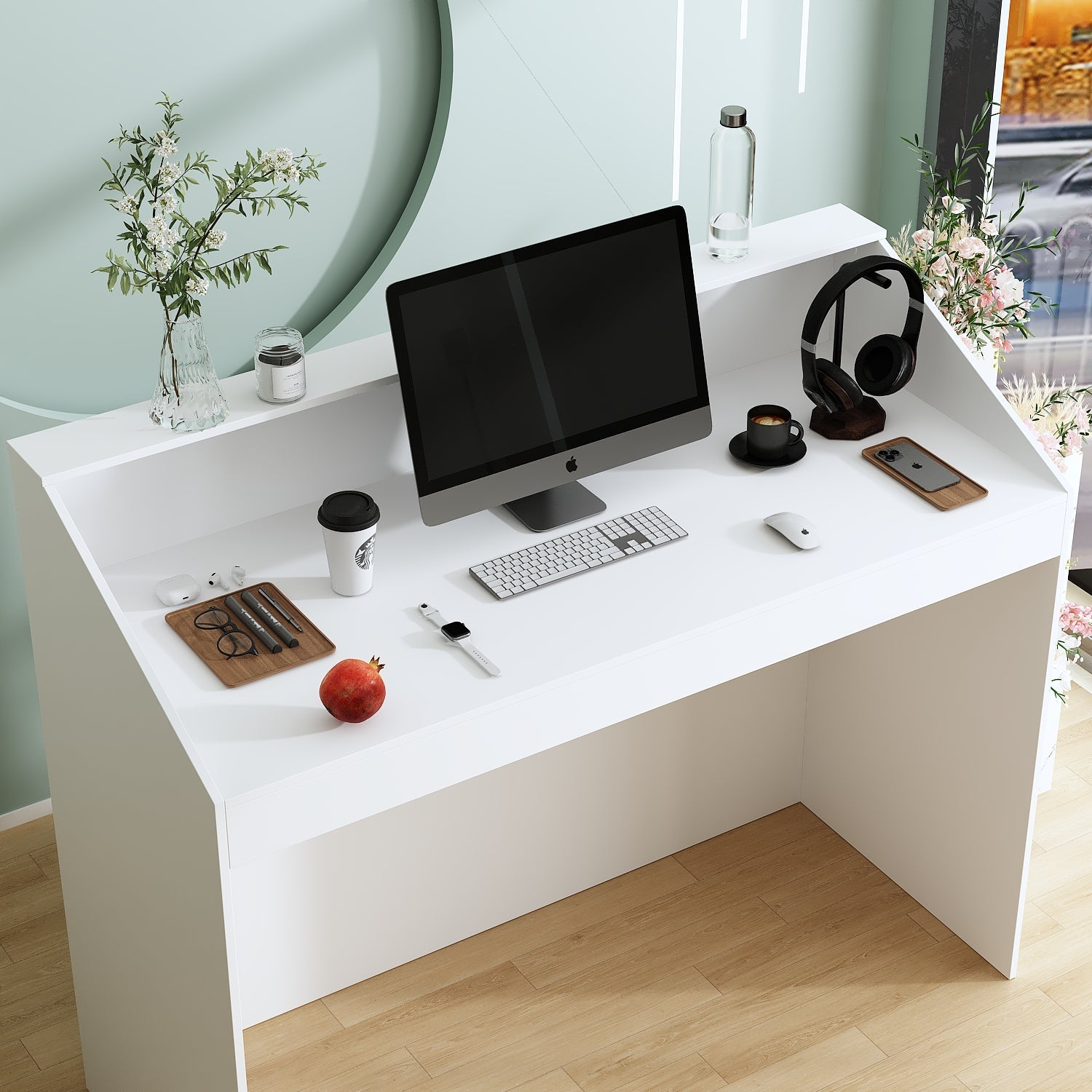 47.2'' W Reception Desk With Open Shelfs