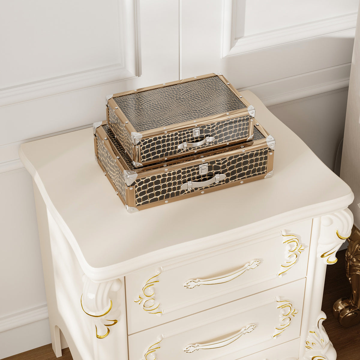 19.7 inch Elegant Nightstand with 2 Drawers