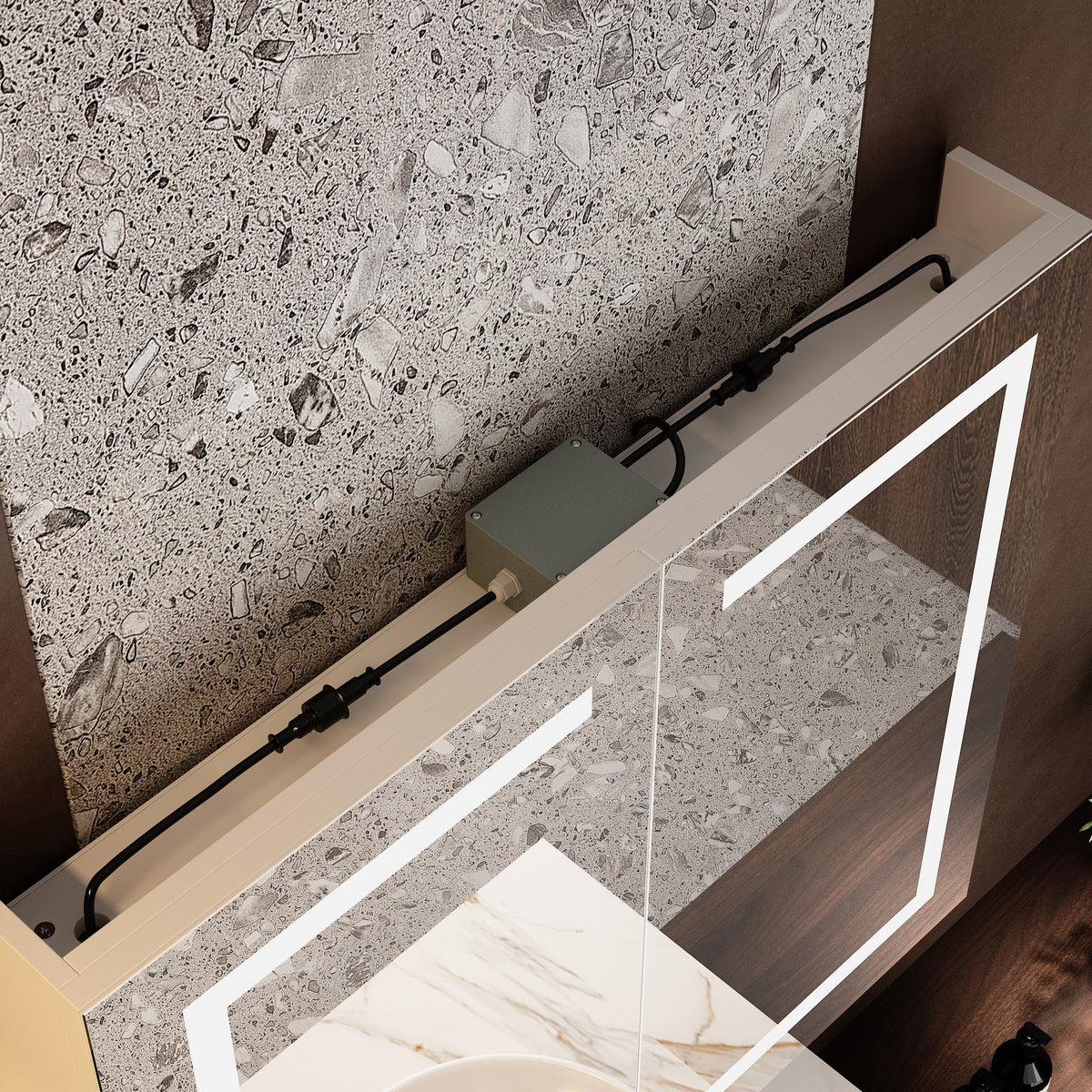35.4 inch Modern Frameless Medicine Cabinet with Mirror and 3 Shelves