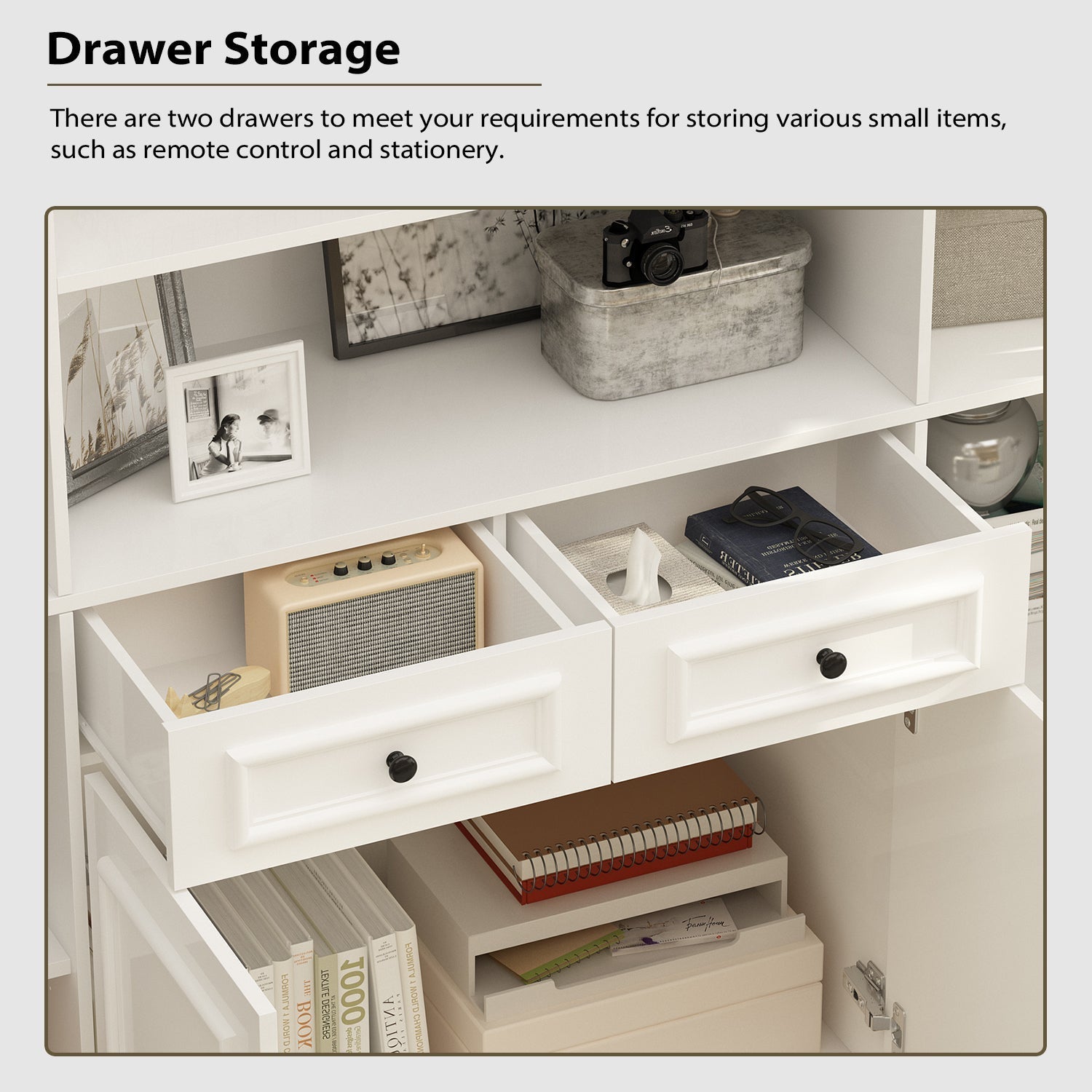 78.7'' H X 63'' W 2-Drawer Bookcase With Glass Doors