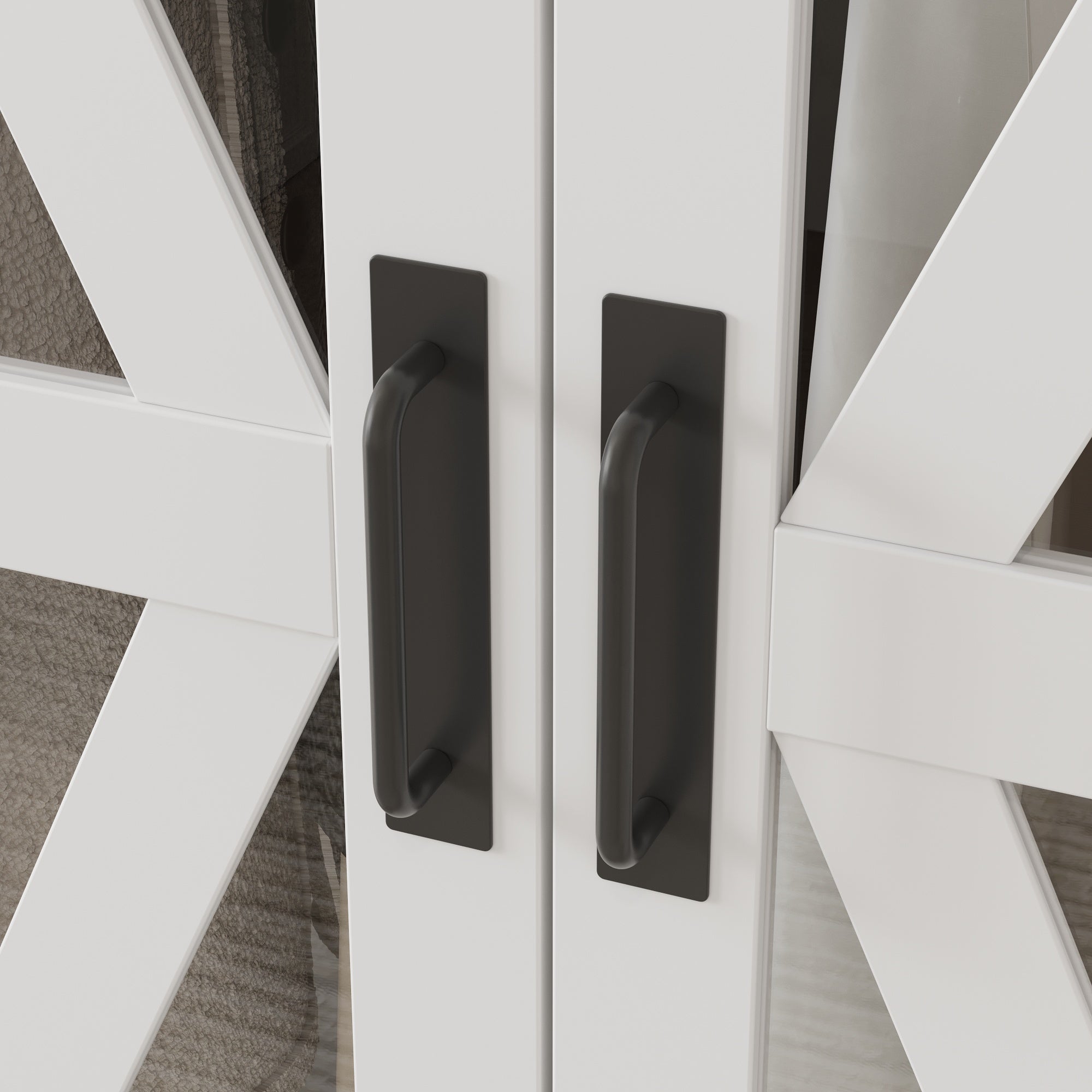 Modern Wardrobe With 3-Color-Lights And Tempered Glass Door