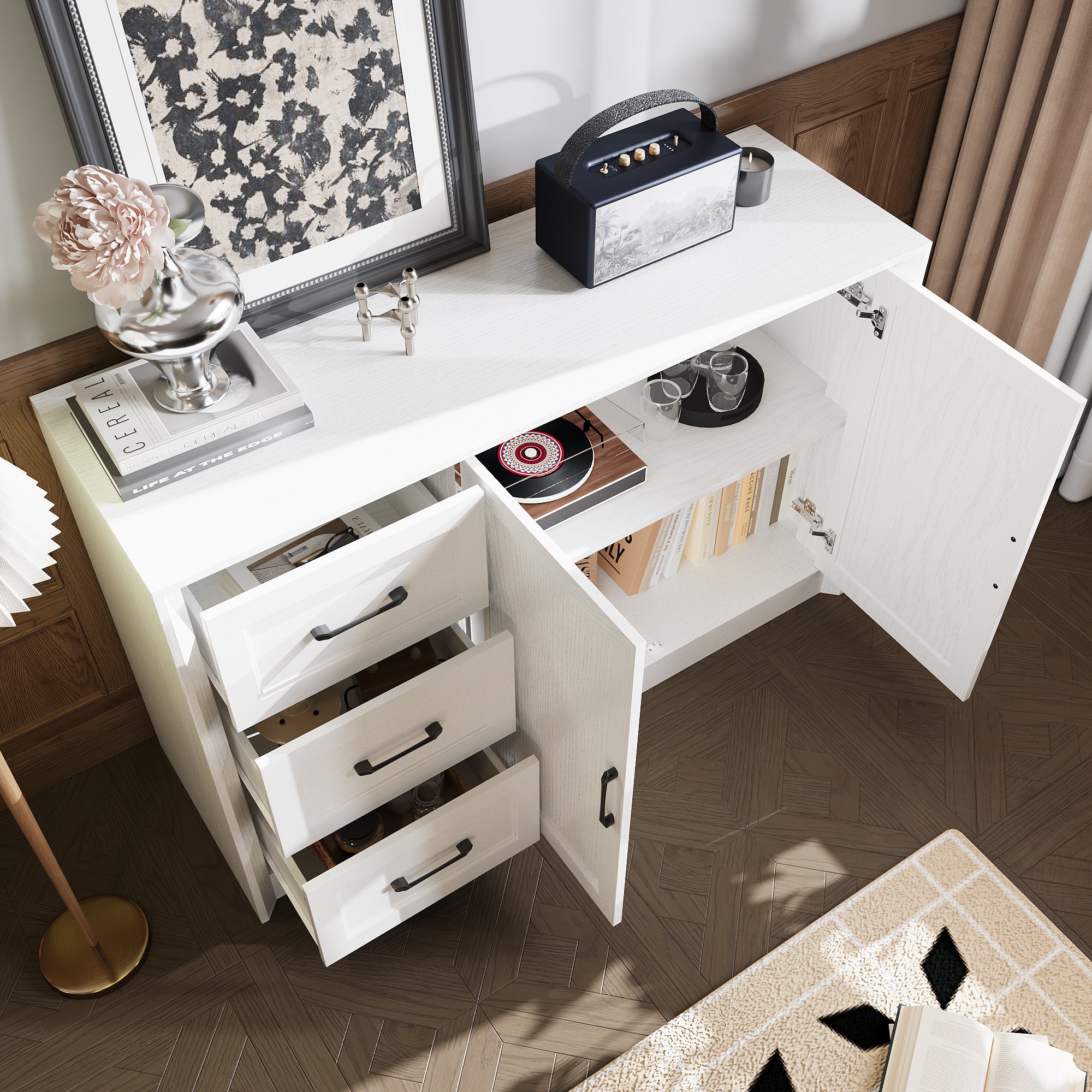 3-Drawer & 2-Door Accent Cabinet Storage Solution For Entryway, Living Room & Bedroom