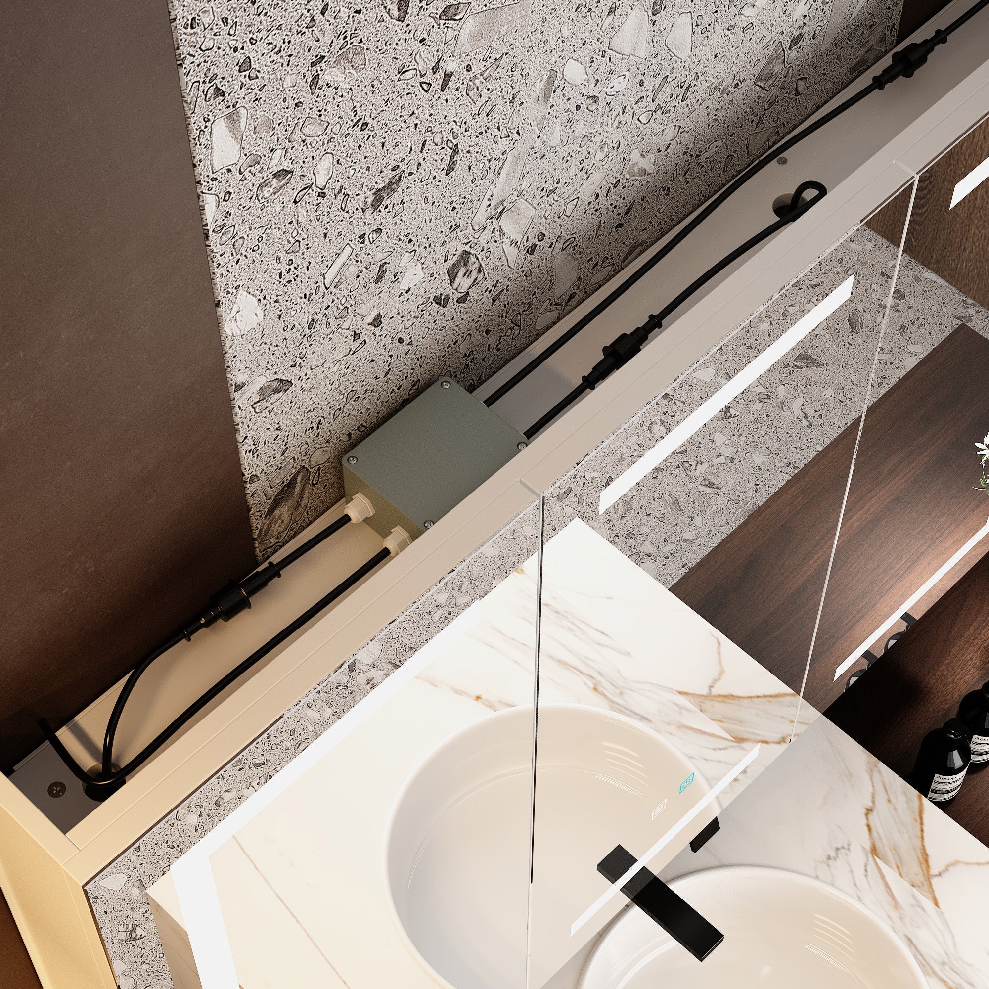 47.2'' W 35.4'' H Surface Frameless Medicine Cabinet with Mirror 6 Adjustable Shelves