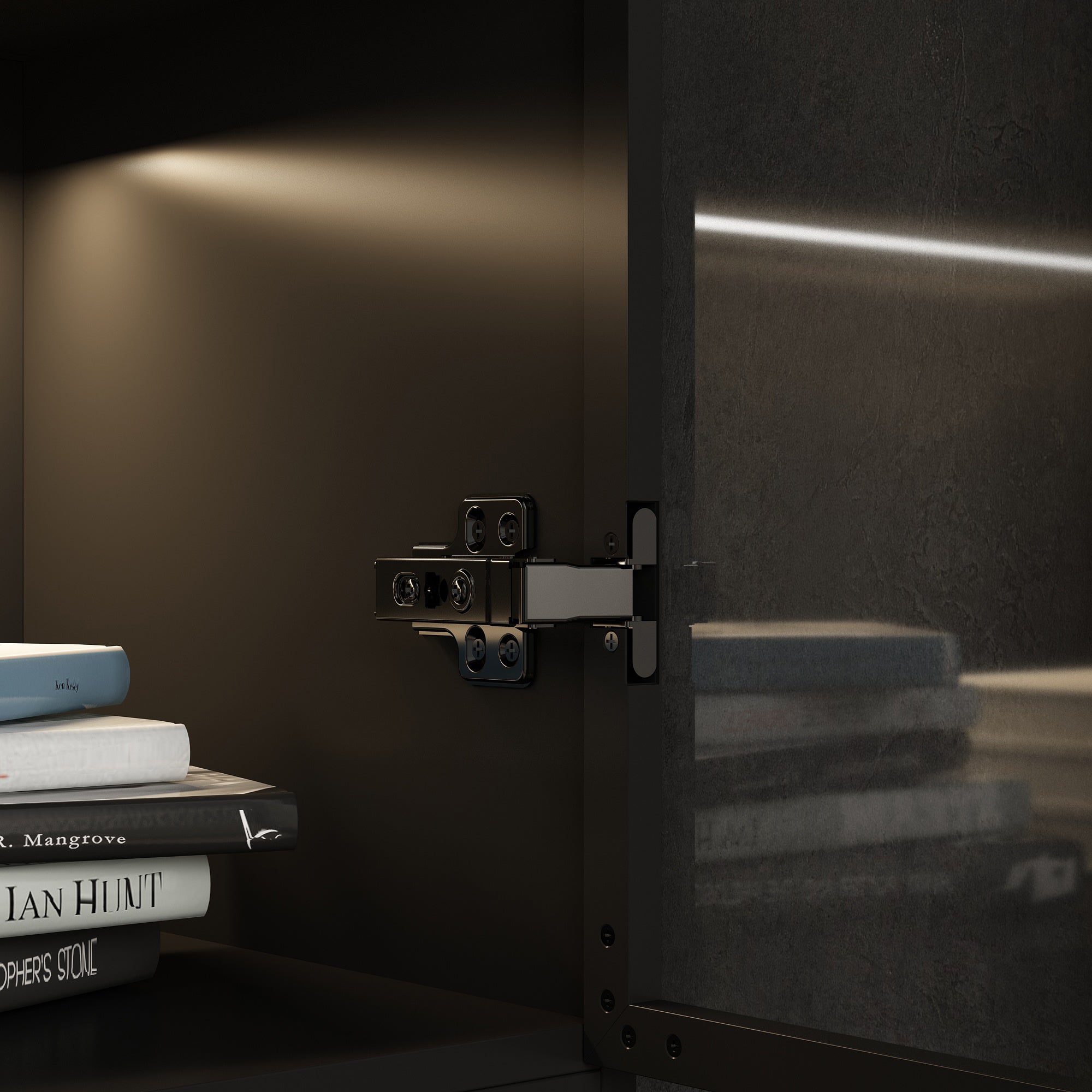 Display Cabinet Bookcase with Lights and Glass Doors