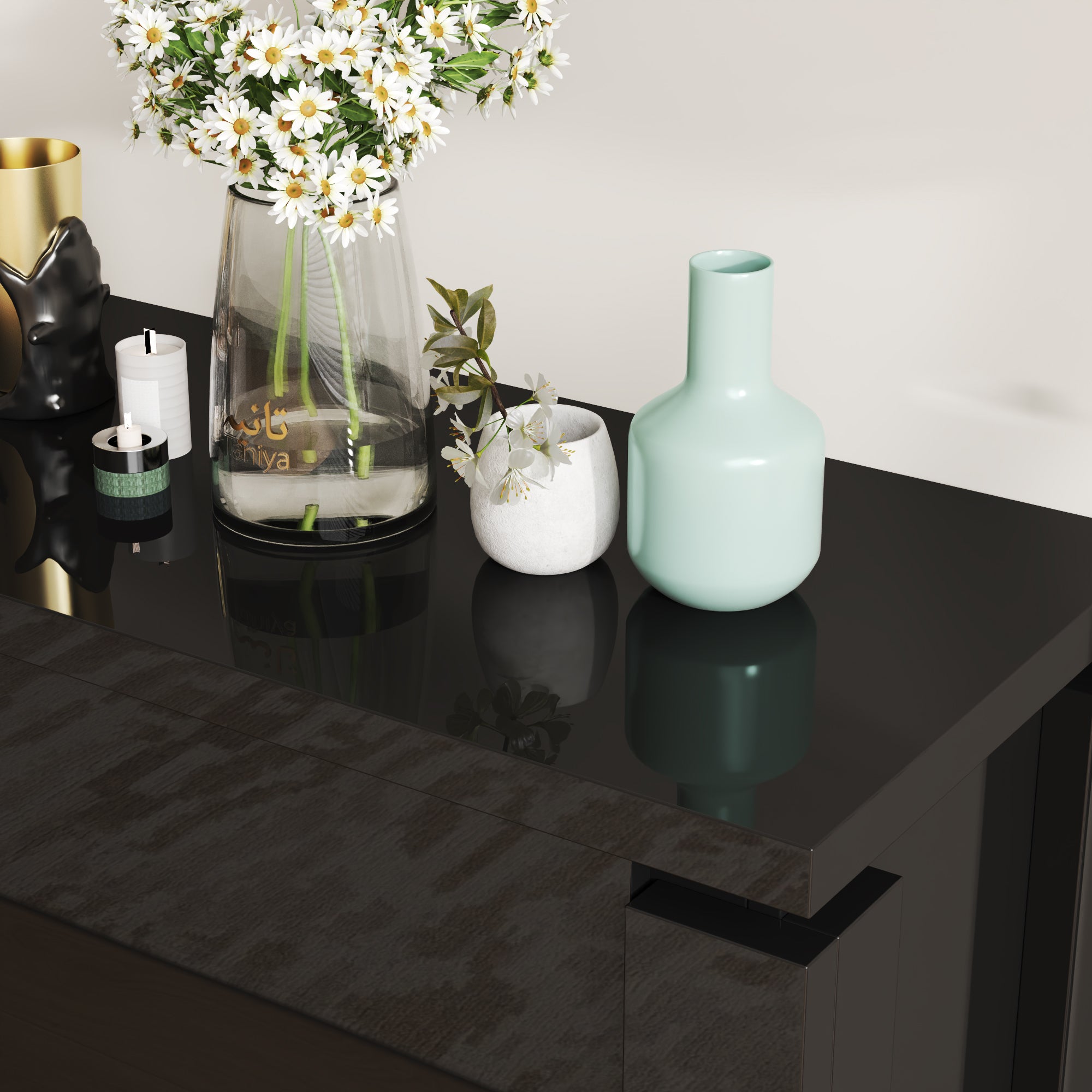 High Gloss TV Stand With Storage