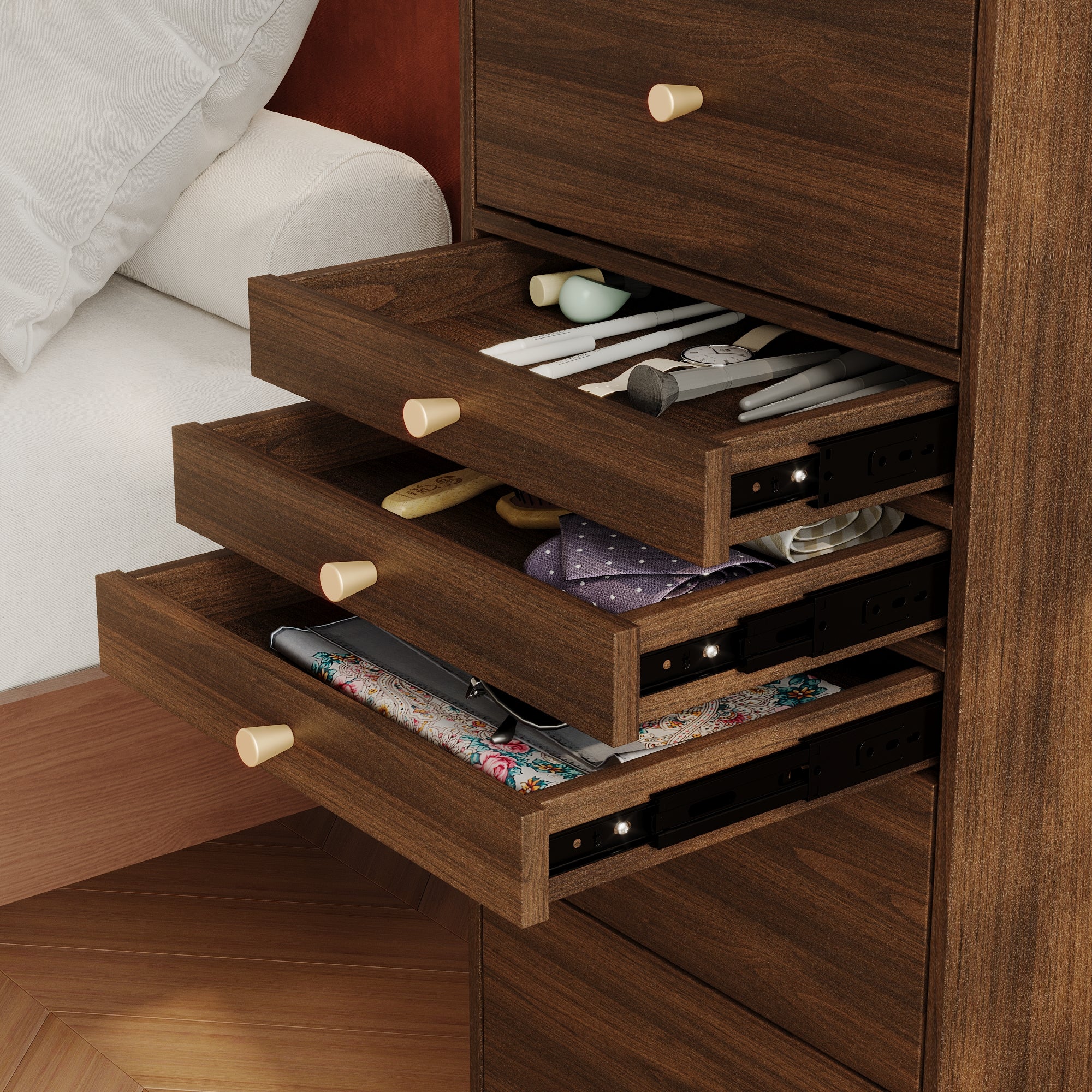 Movable Vanity Table With LED Mirror