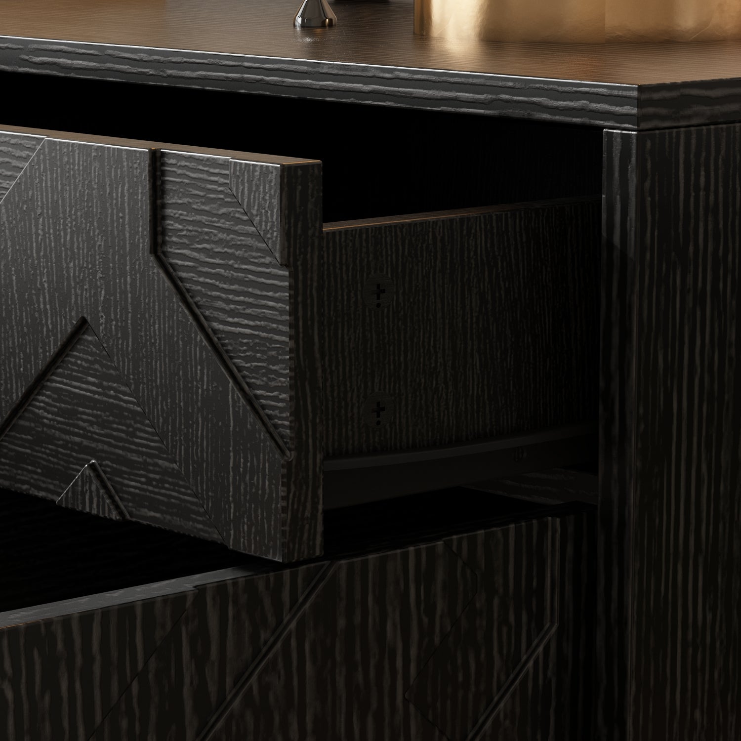 47.2" Wide 3-Door Embossed Accent Cabinet With 2 Drawers