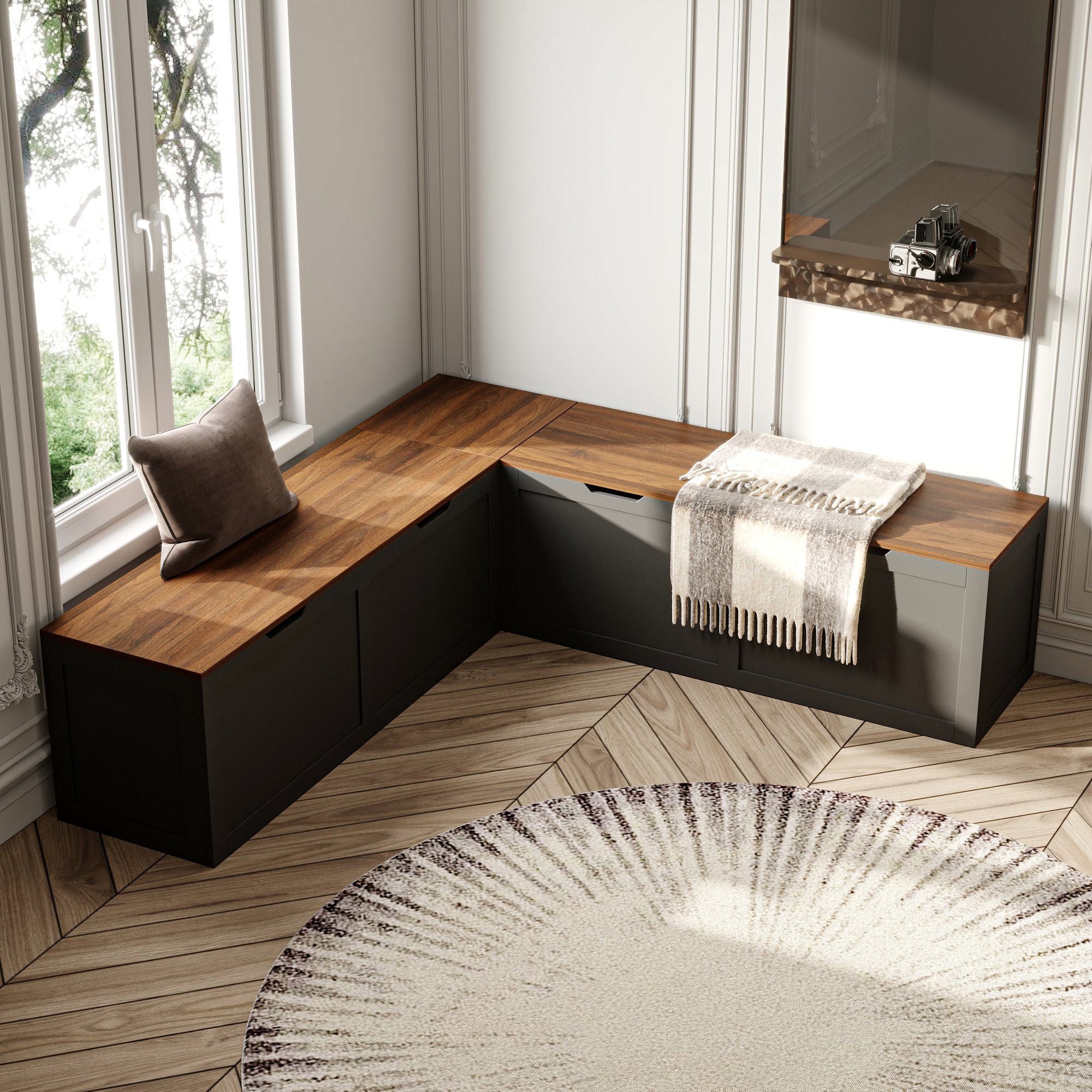 Corner Shoe Storage Bench