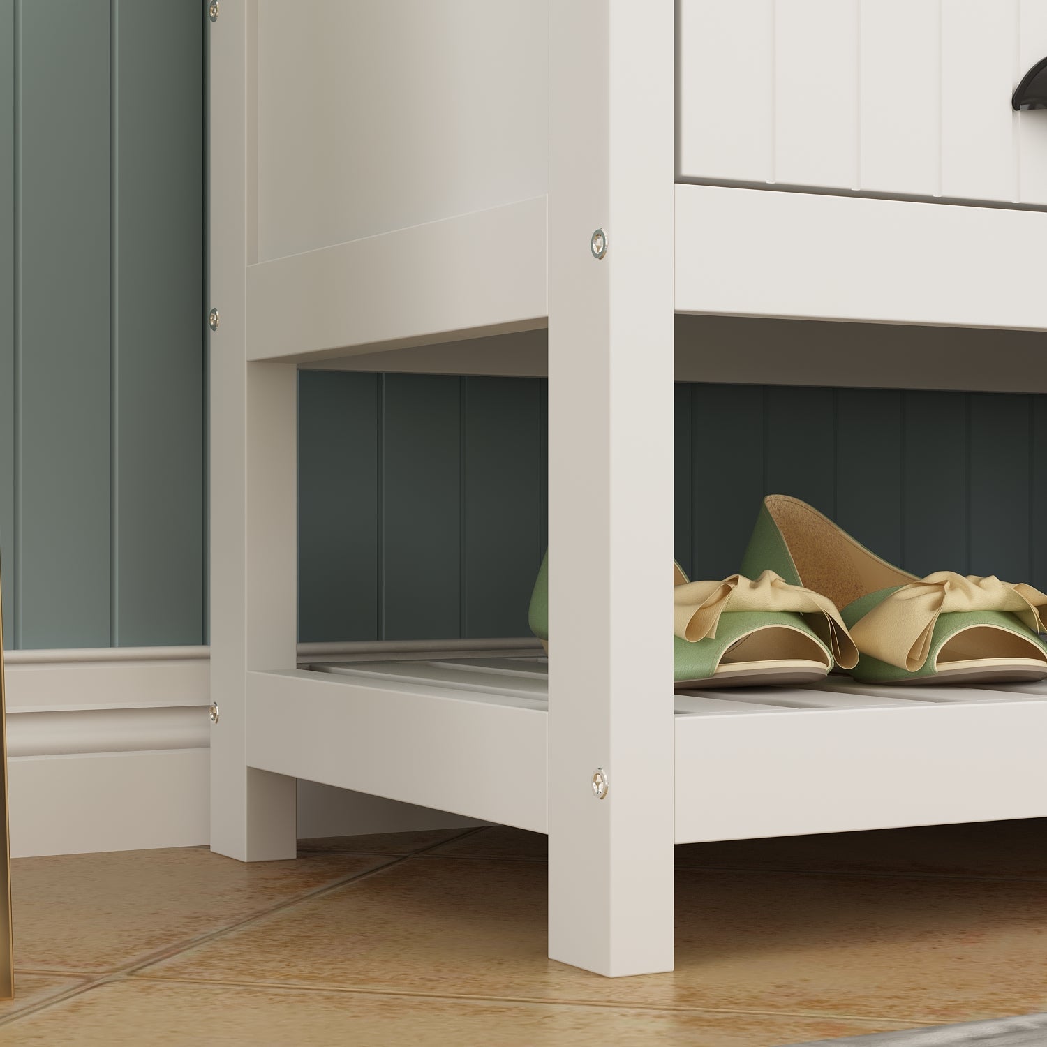 Modern Hall Tree with Storage Bench, 4-in-1 Entryway Bench with Coat Rack, Tall Hall Tree with 4 Metal Double Hooks, Shelves & 2 Drawers for Hallway, Living Room