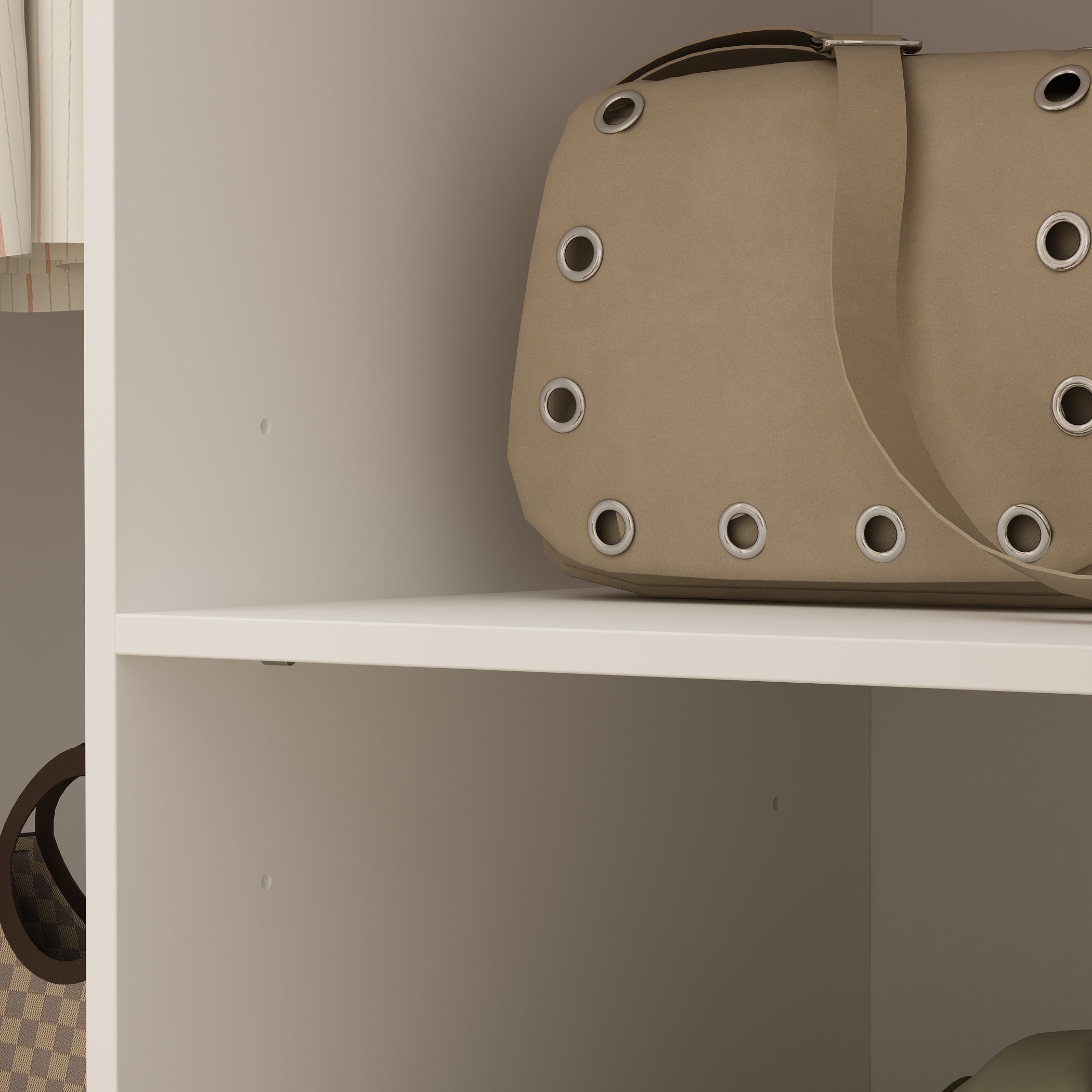 63" W Elegant White Armoire Wardrobe with Mirror, 4 Doors, and 6 Drawers