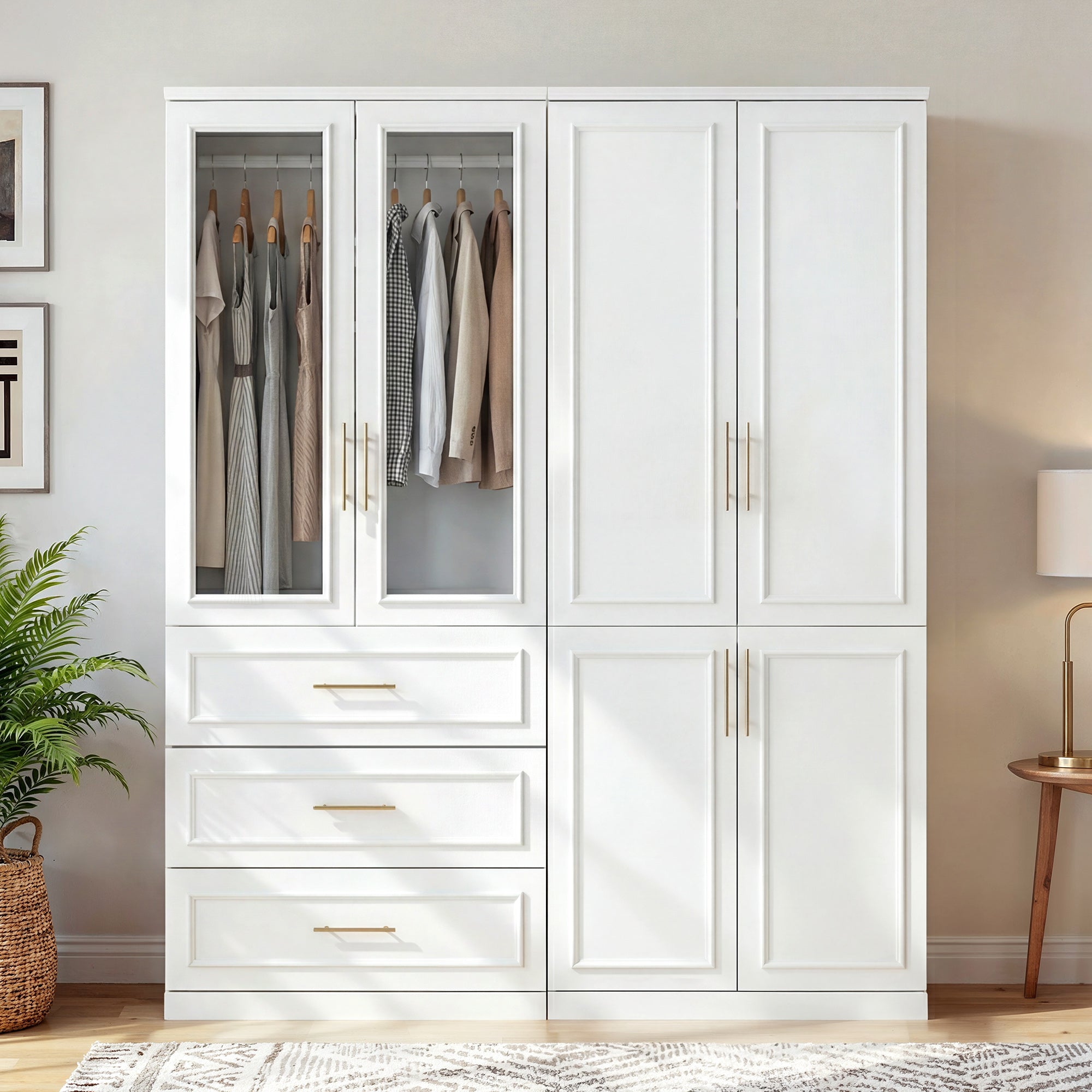 74.9" H x 63.3" W 6 Door Armoire with Drawers