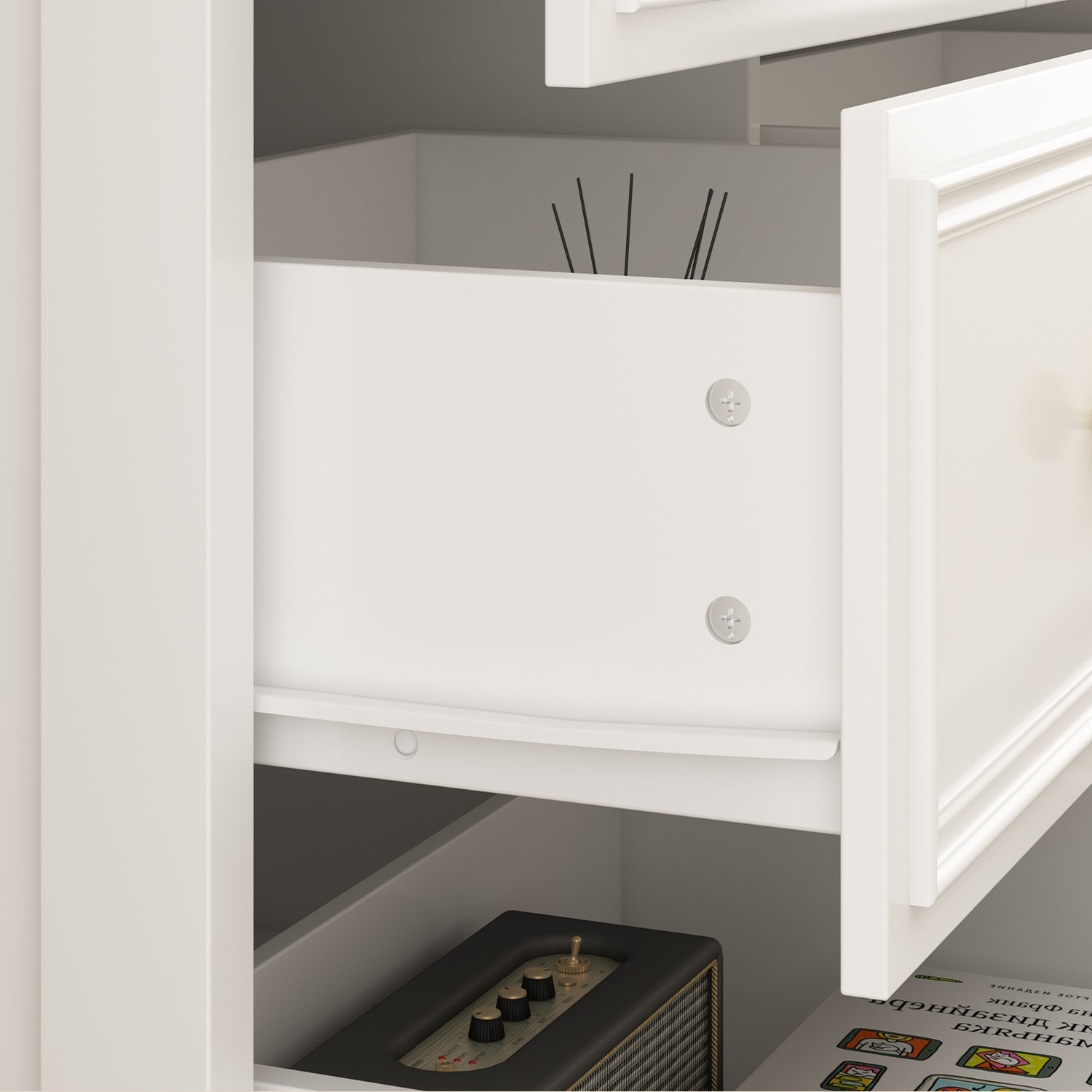 Modern 9-Drawer Triple Dresser White Finish Wide Storage Chest