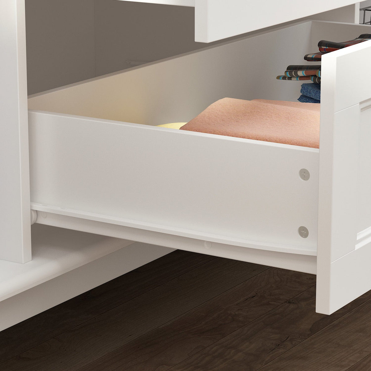 63 inches Modern Minimalist White Wardrobe Armoire with Storage Shelves and Drawers for Bedroom