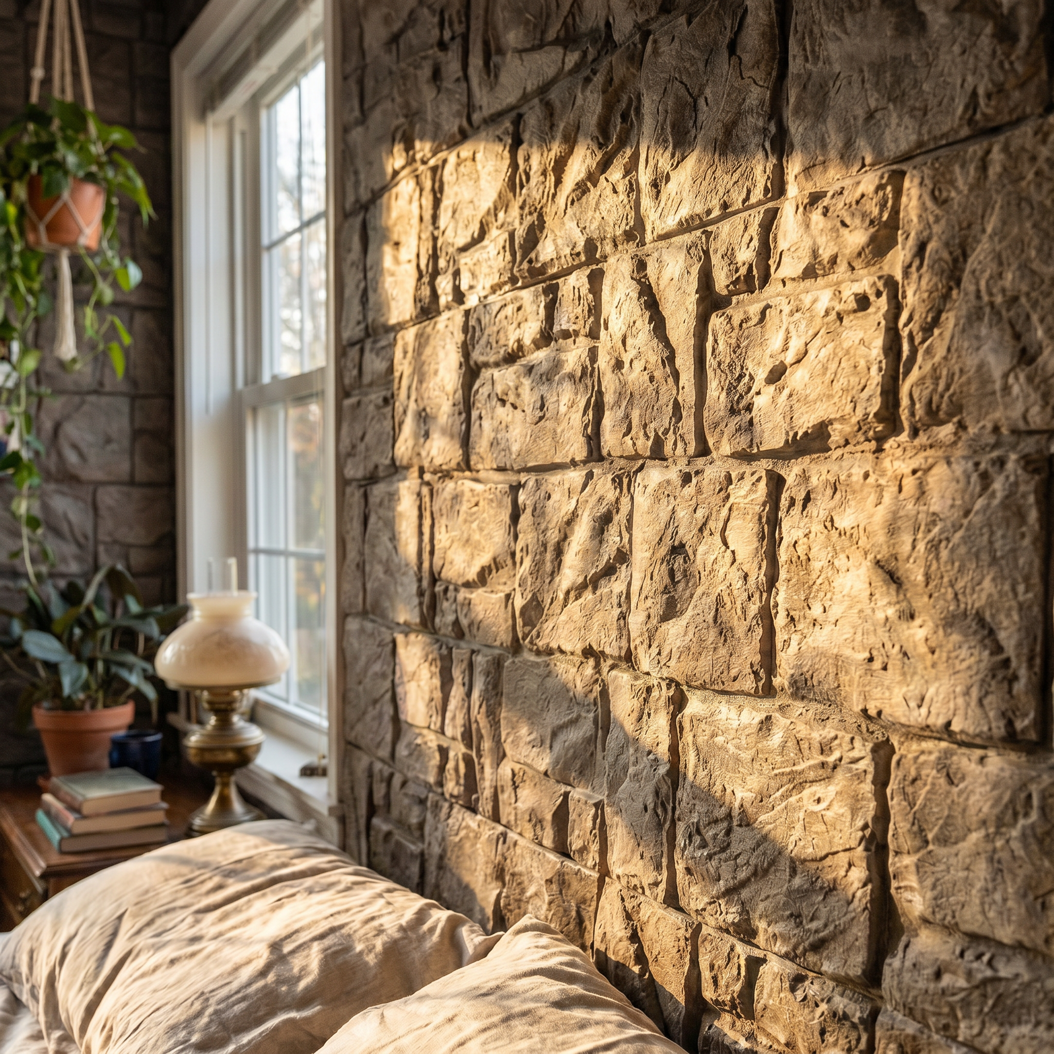 Gray Stacked Faux Stone Wall Panel Set of 9, Lightweight Indoor & Outdoor Decor Wall Panels
