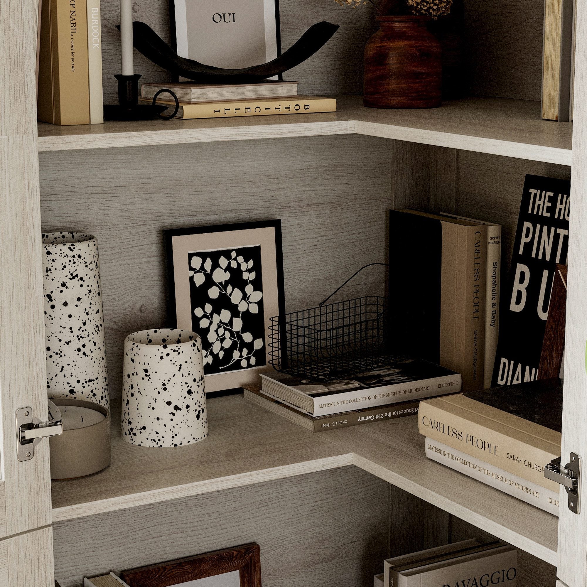 Elegant Corner China Cabinet With Shelves And Frosted Glass Doors – Space-Saving Display Solution