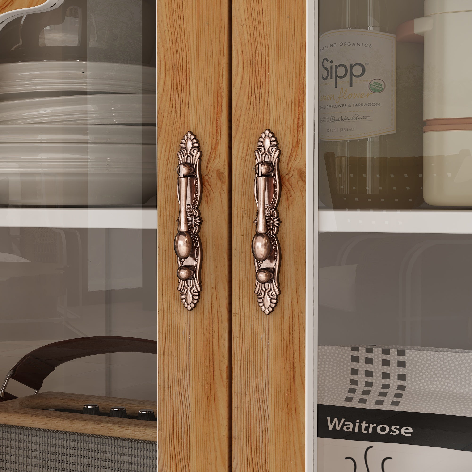 Elegant Soild Wood Modern Sideboard With 2 Doors And 2 Drawers, 39.4” Storage Cabinet With Adjustable Shelves, Versatile Console Table For Living Room Or Dining Room