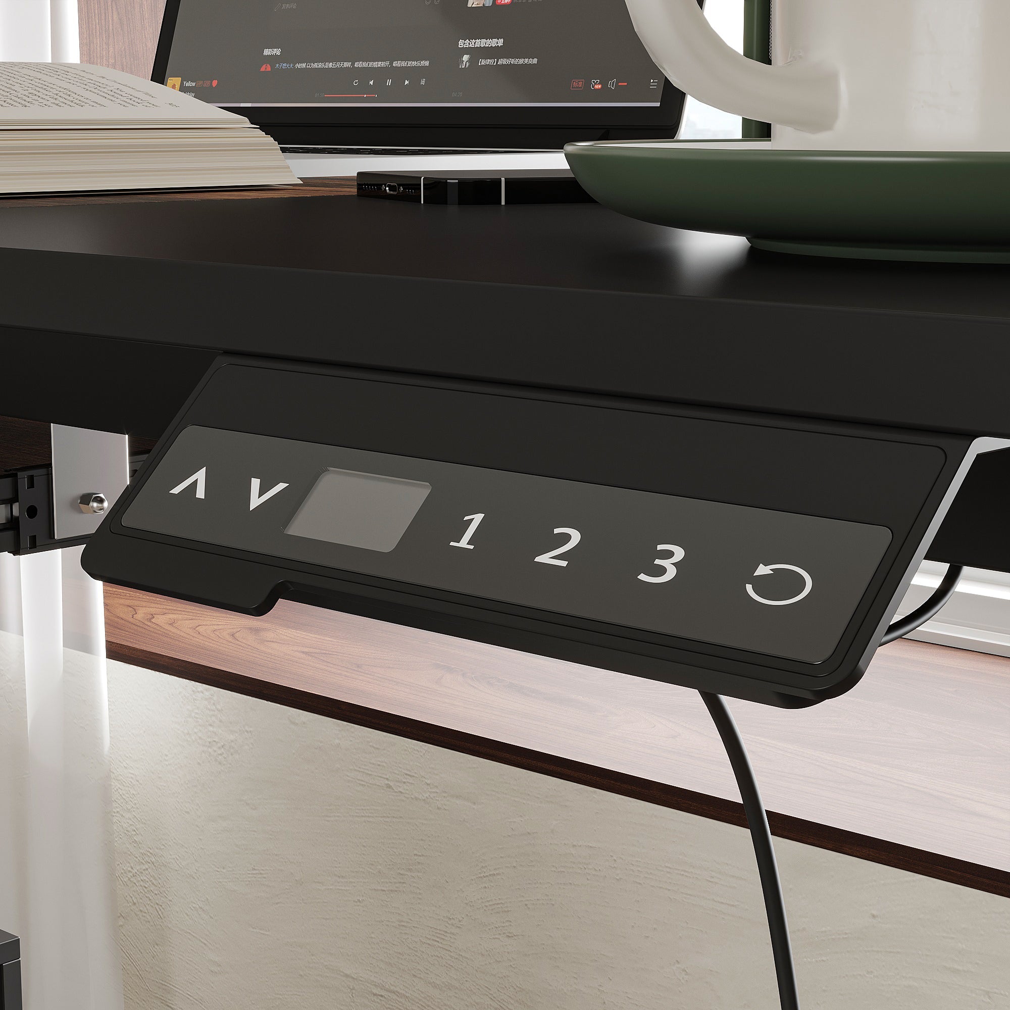 Modern Electric Height Adjustable Desk With Dual Storage Modules And Pegboard Organizer